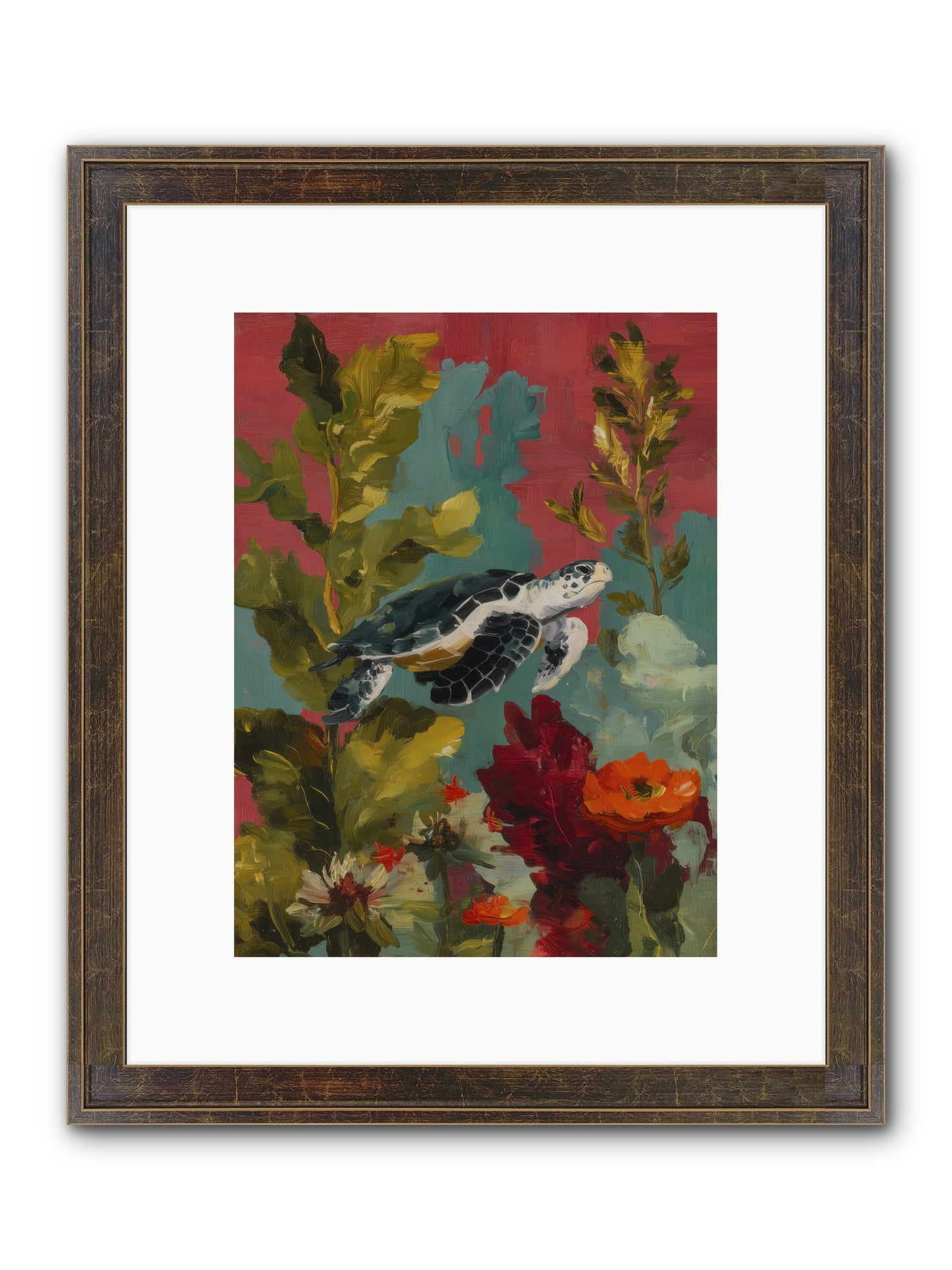 Diving Through Amber Framed Print - Slimwoods Black/Gold 9x12
