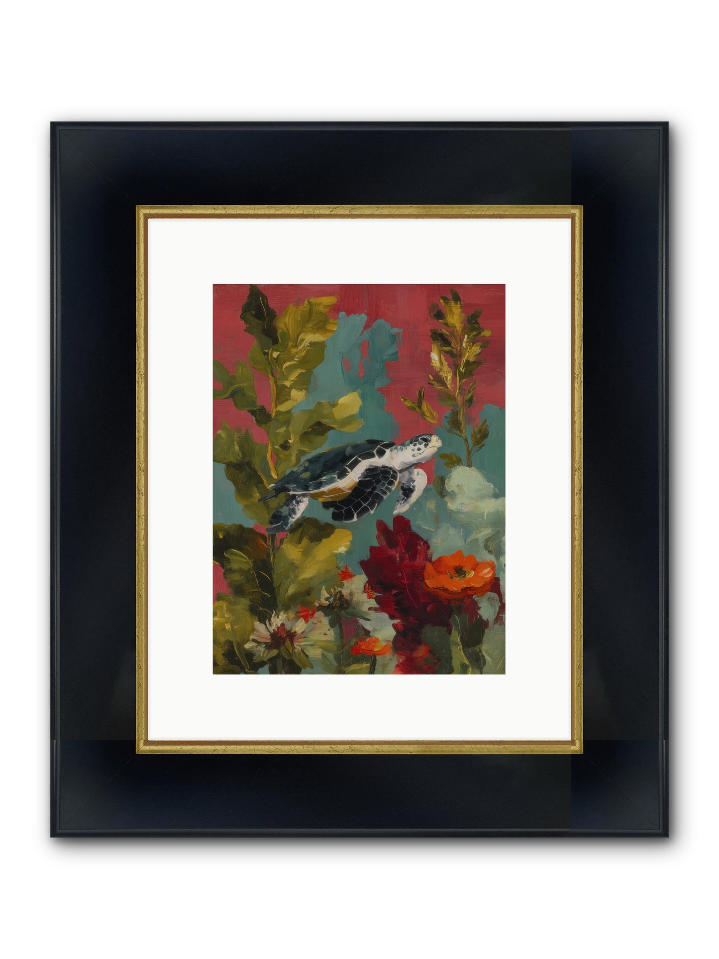 Diving Through Amber Framed Print - Wide Black w/Gold 9x12