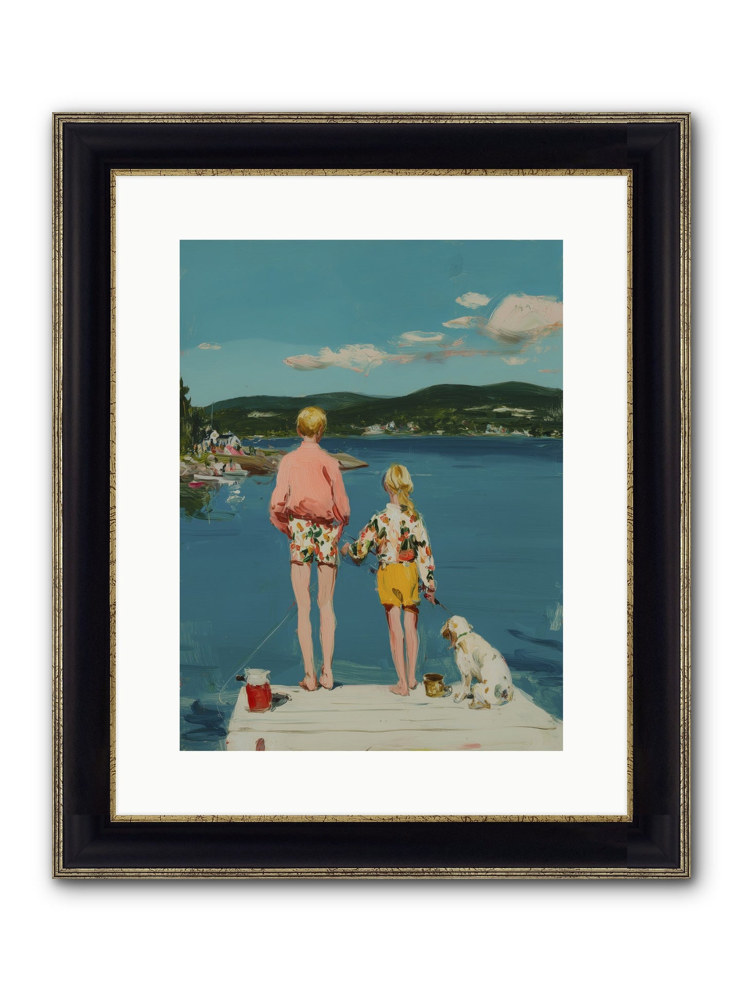 Dock Side Dreams Framed Print - Black & Gold 12x16
