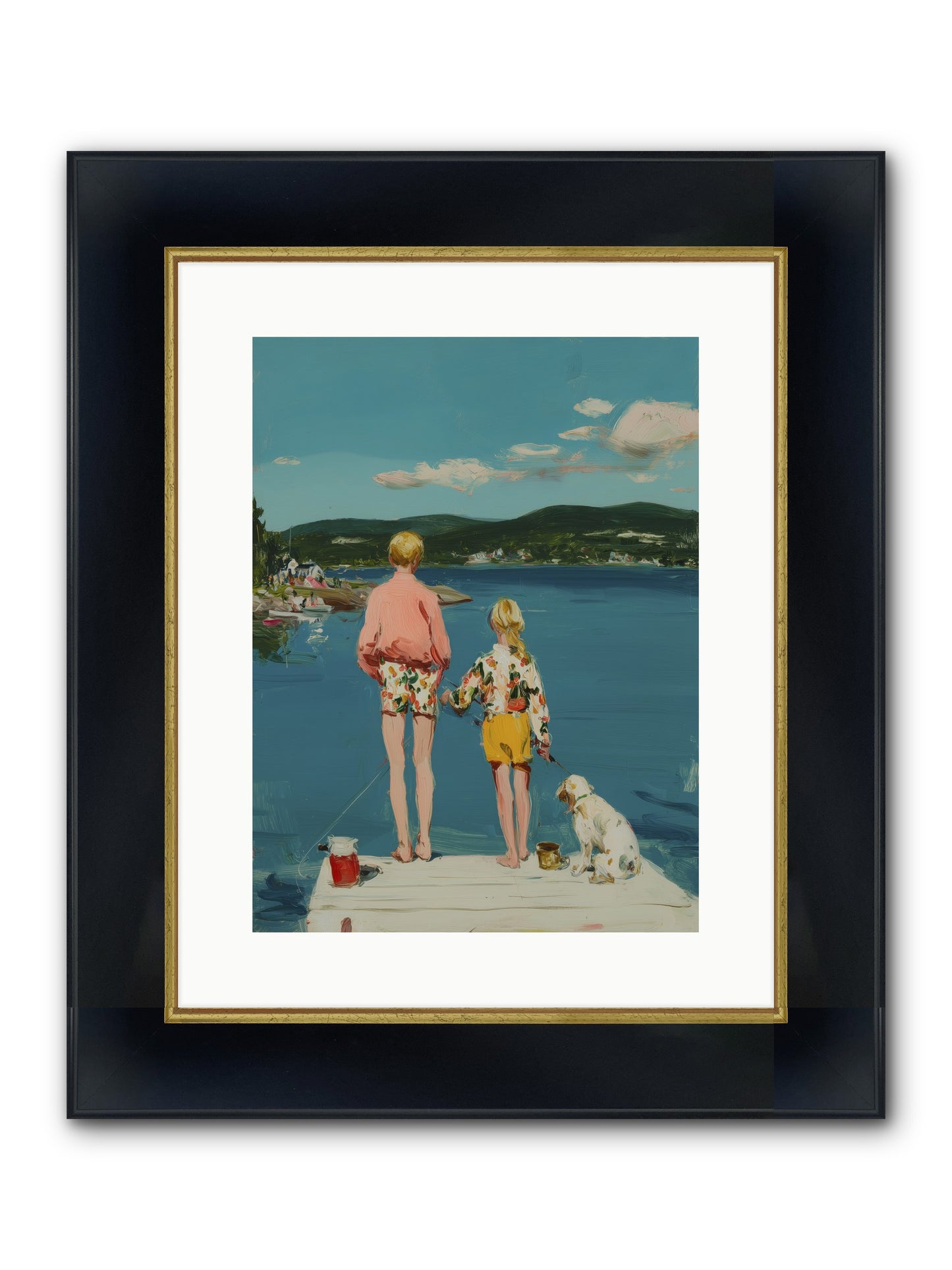 Dock Side Dreams Framed Print - Wide Black w/Gold 12x16