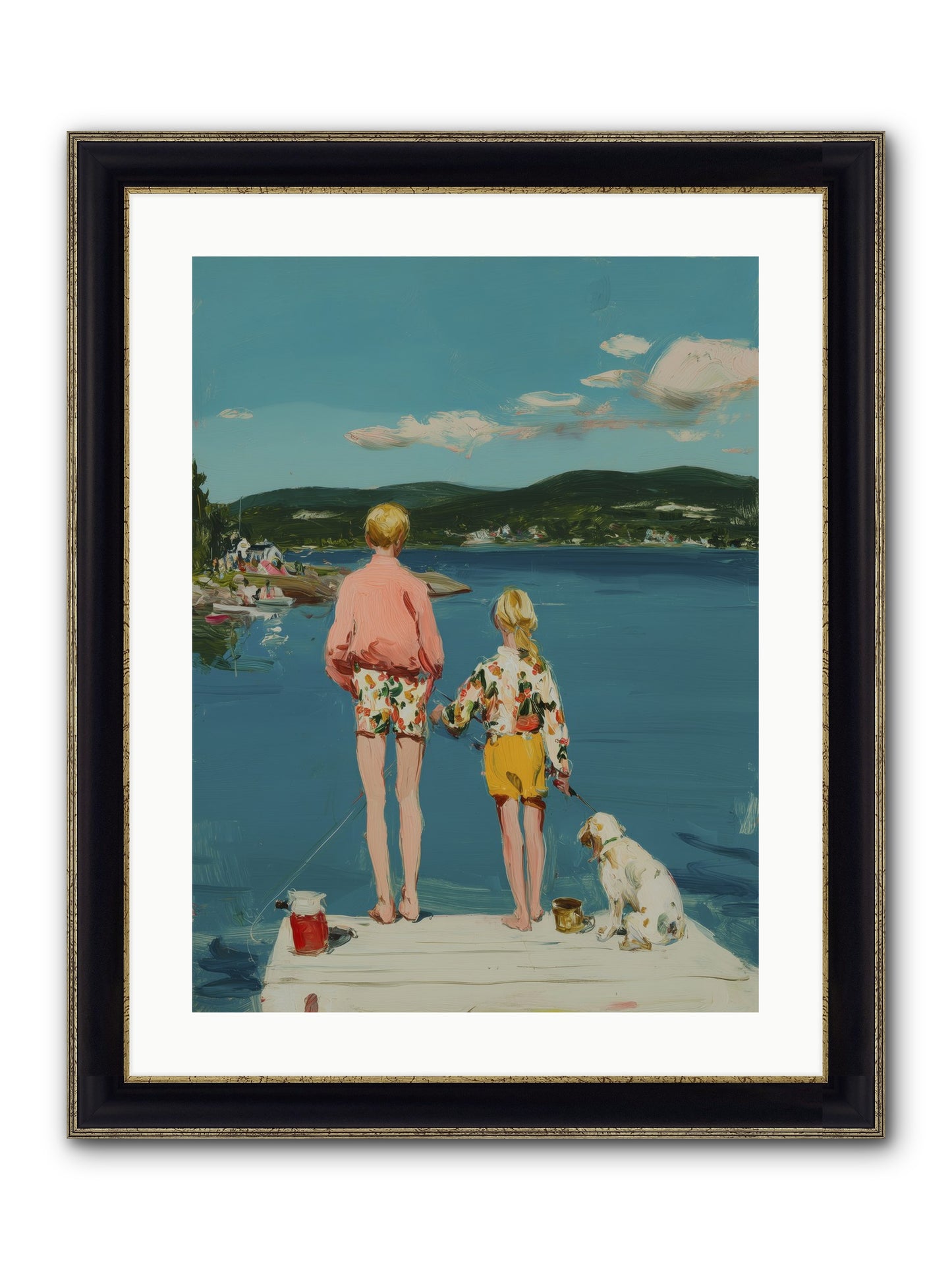 Dock Side Dreams Framed Print - Black & Gold 18x24