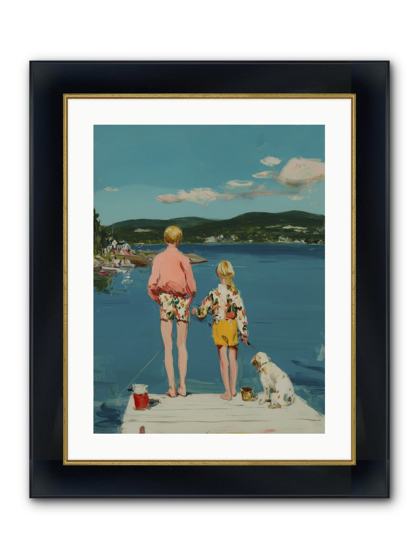 Dock Side Dreams Framed Print - Wide Black w/Gold 18x24