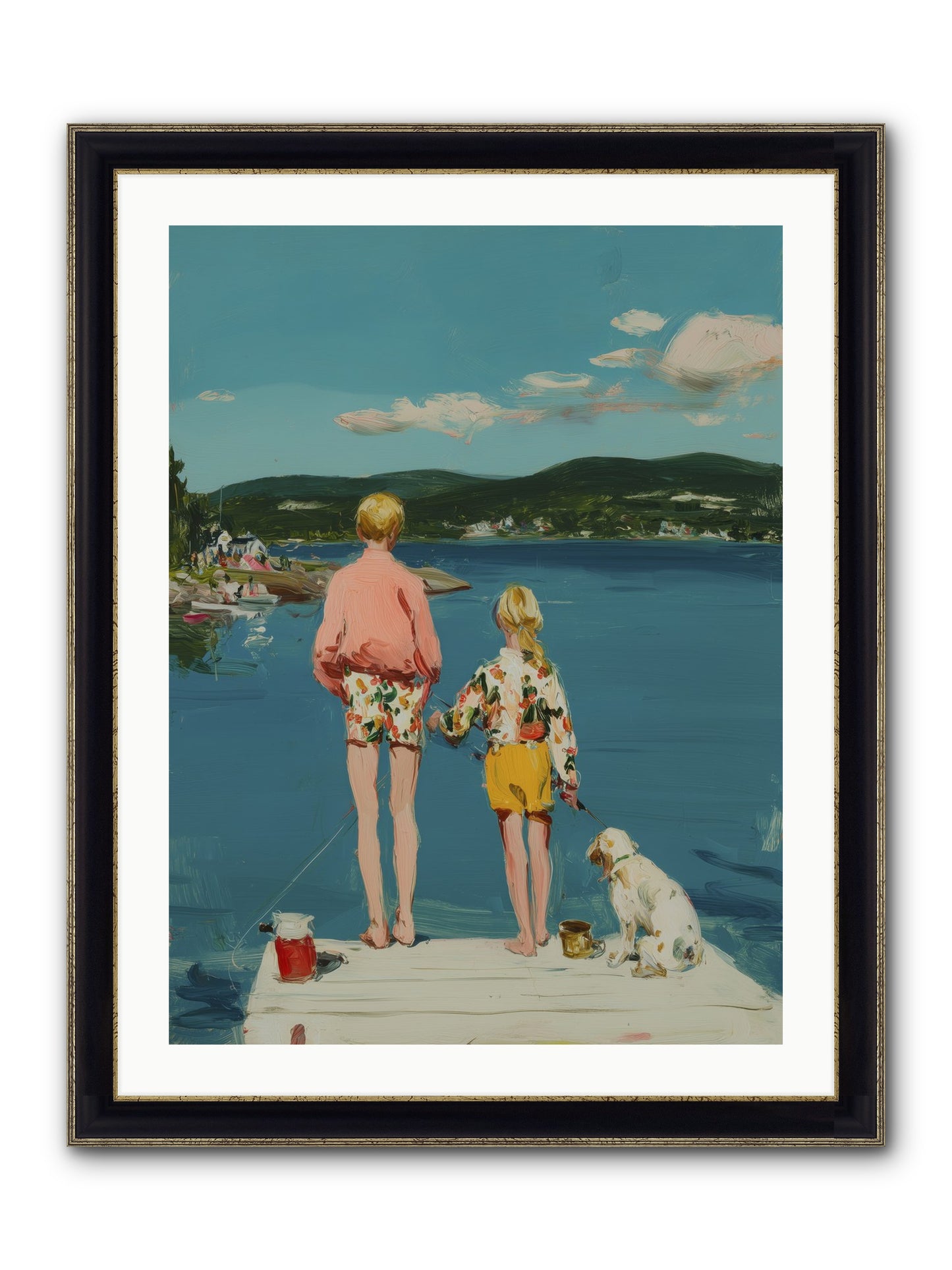 Dock Side Dreams Framed Print - Black & Gold 24x32