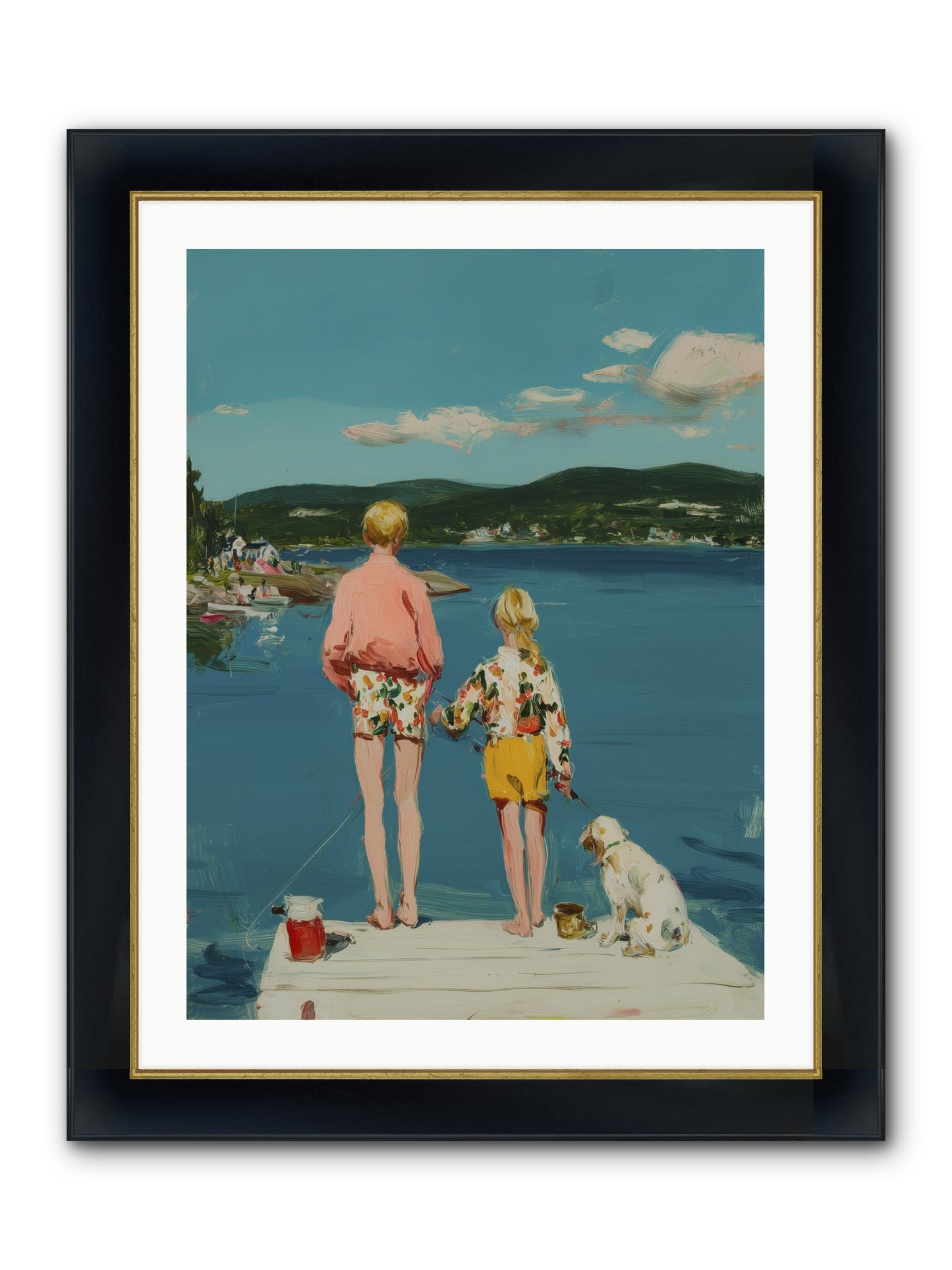 Dock Side Dreams Framed Print - Wide Black w/Gold 24x32