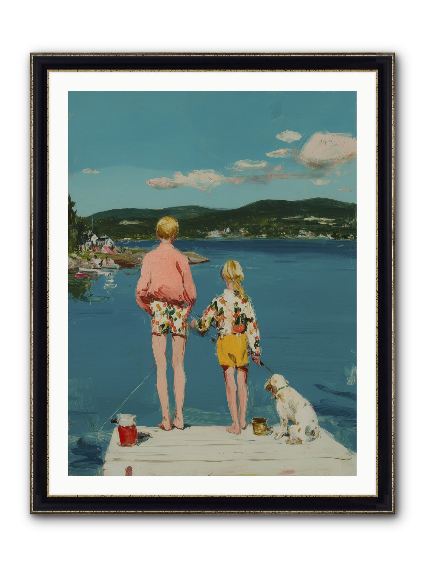 Dock Side Dreams Framed Print - Black & Gold 30x40