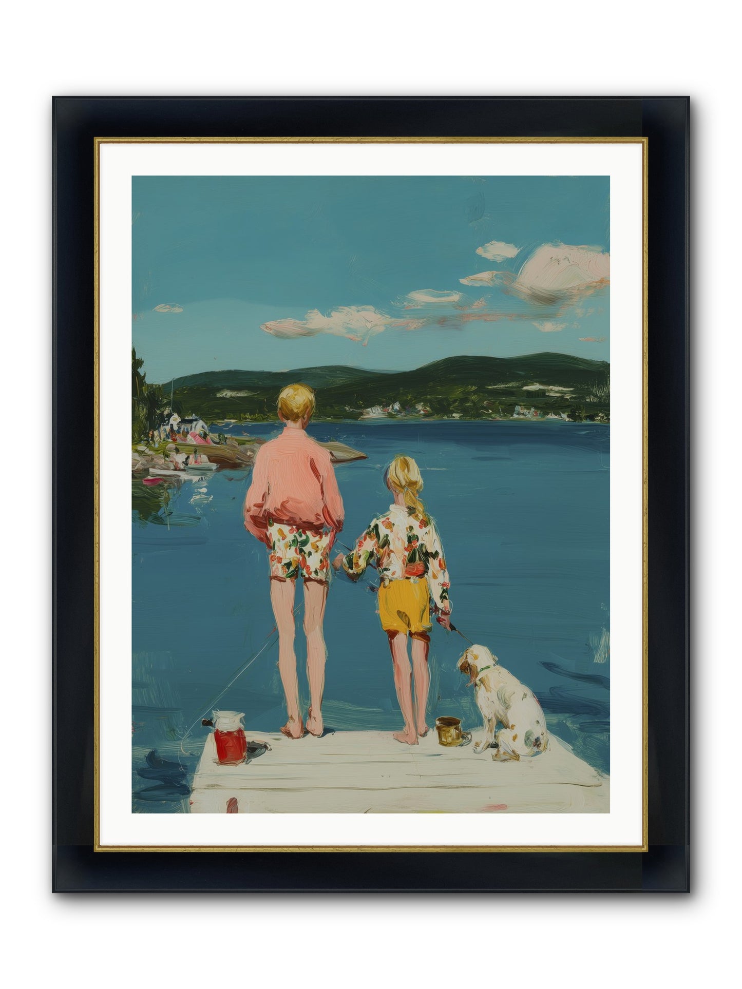 Dock Side Dreams Framed Print - Wide Black w/Gold 30x40