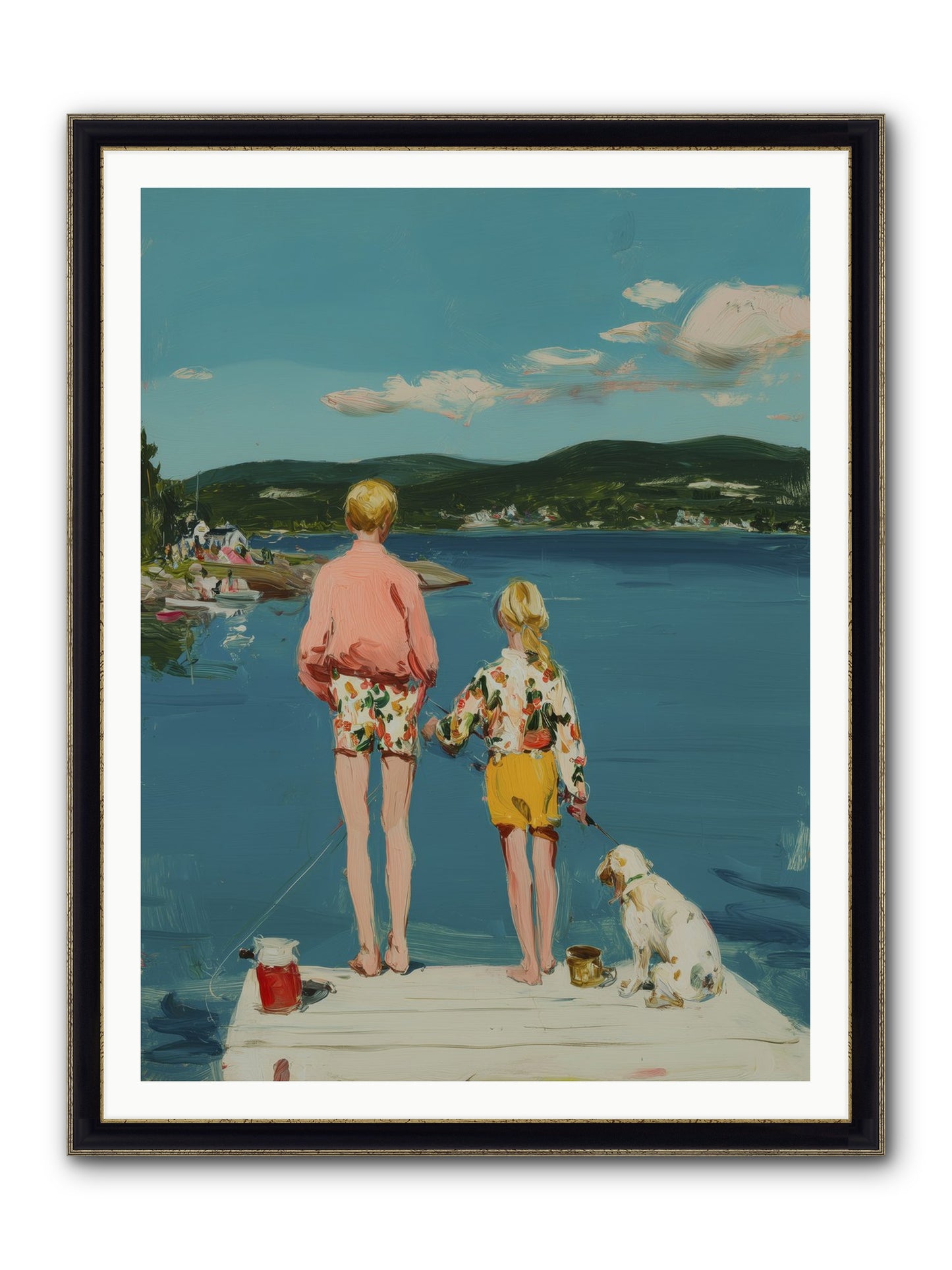 Dock Side Dreams Framed Print - Black & Gold 36x48