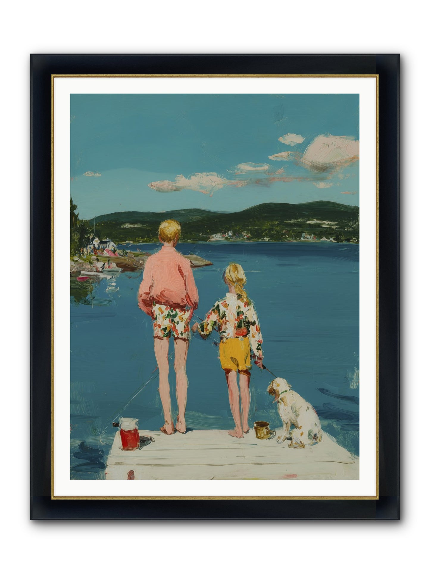 Dock Side Dreams Framed Print - Wide Black w/Gold 36x48