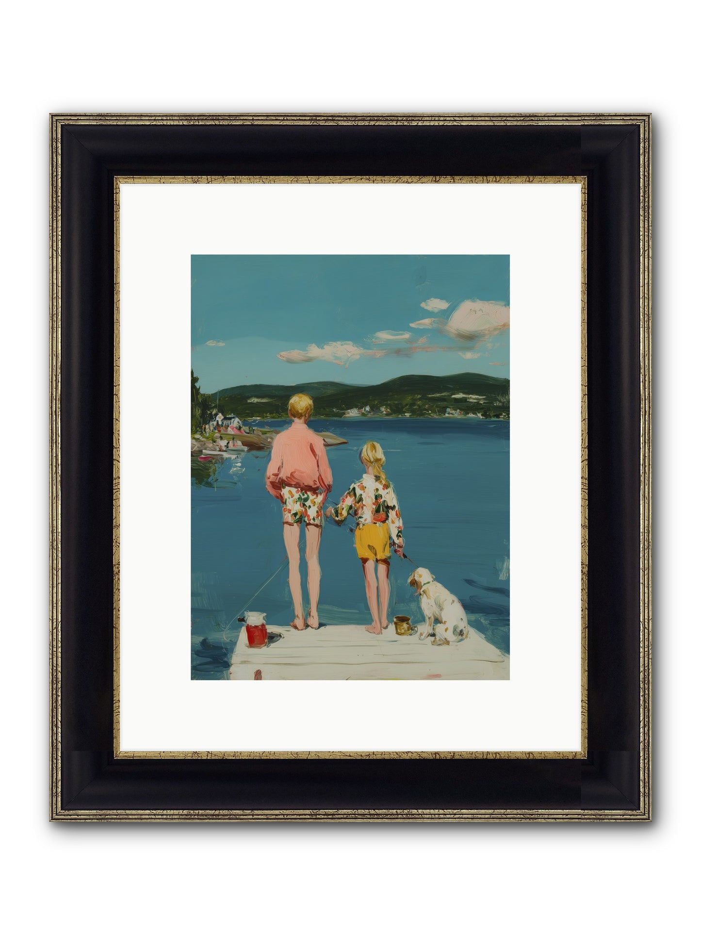 Dock Side Dreams Framed Print - Black & Gold 9x12
