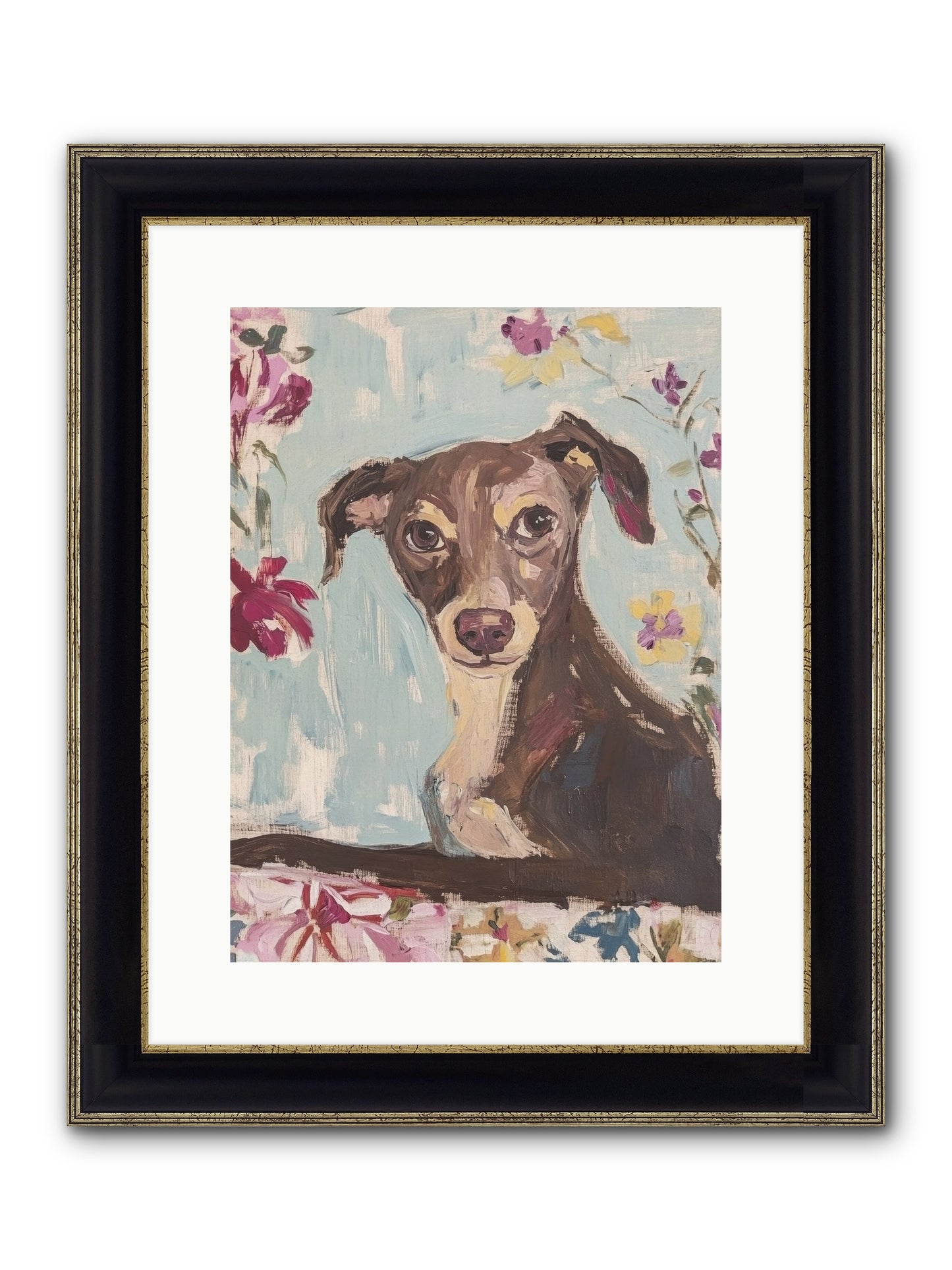 Dolly Framed Print - Black & Gold 12x16