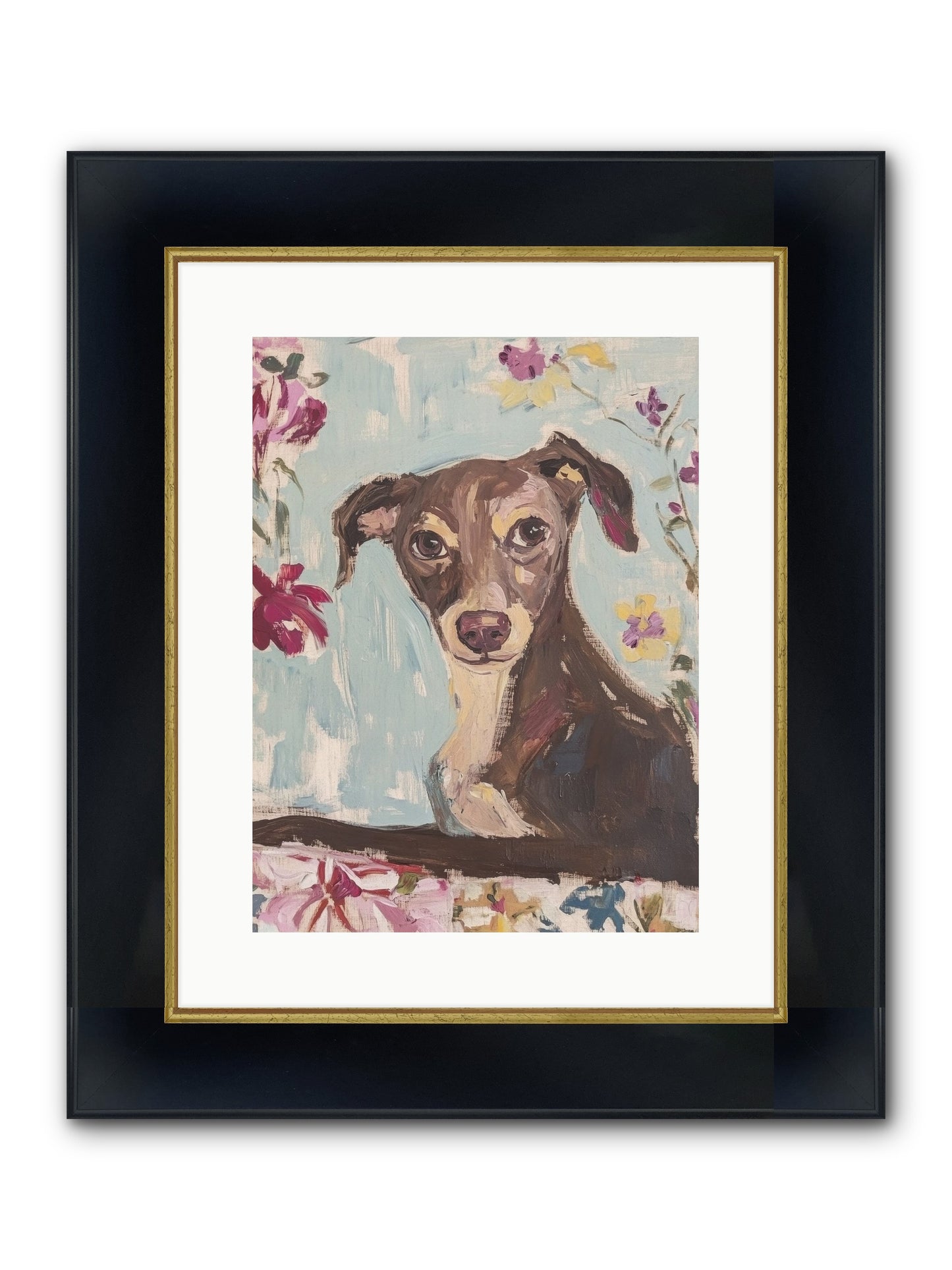 Dolly Framed Print - Wide Black w/Gold 12x16