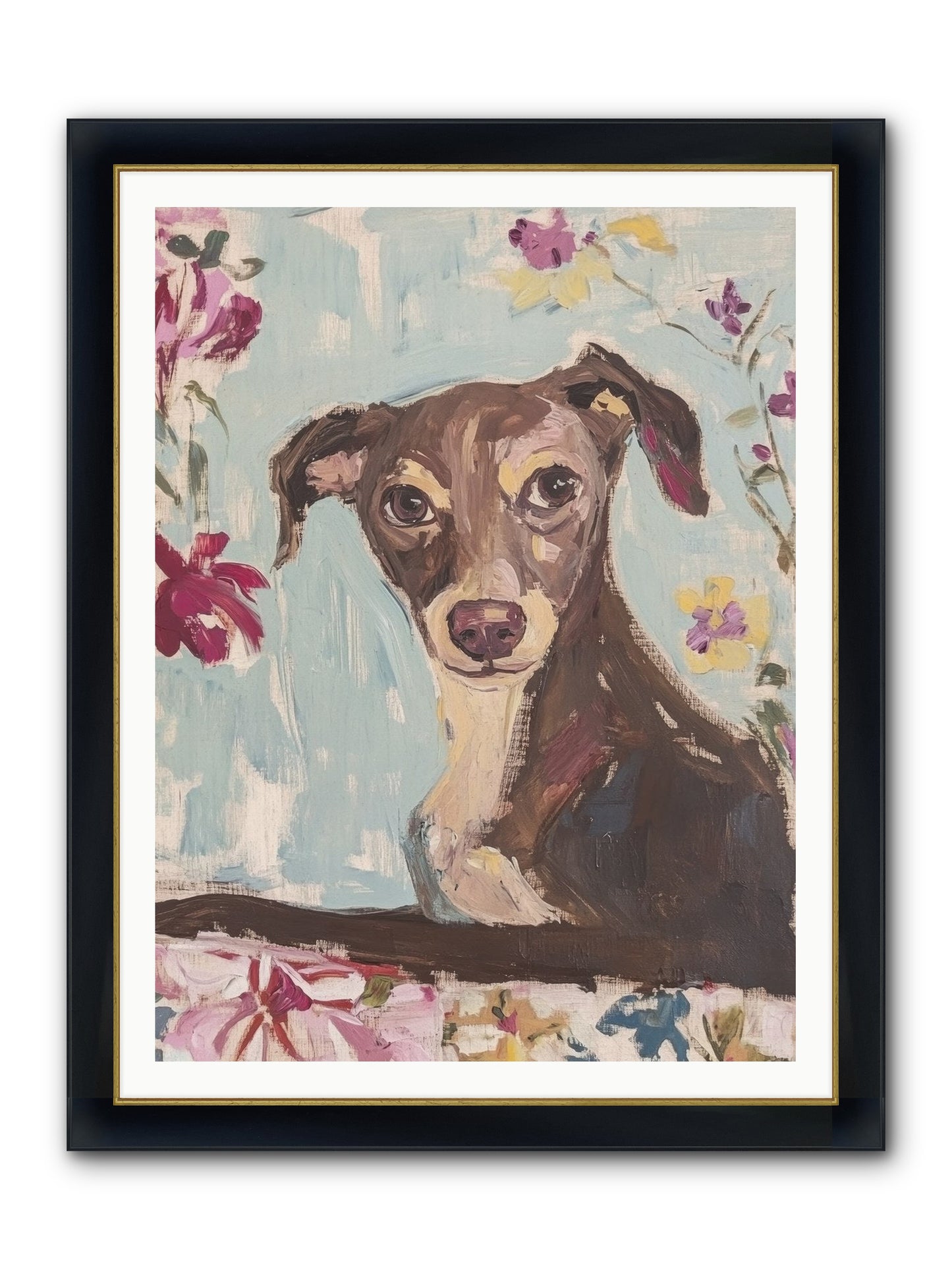 Dolly Framed Print - Wide Black w/Gold 36x48