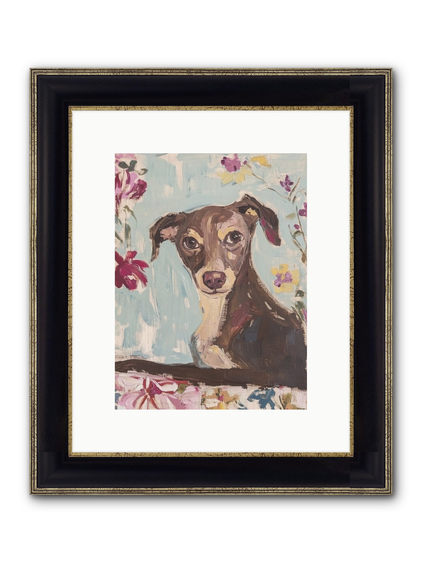 Dolly Framed Print - Black & Gold 9x12