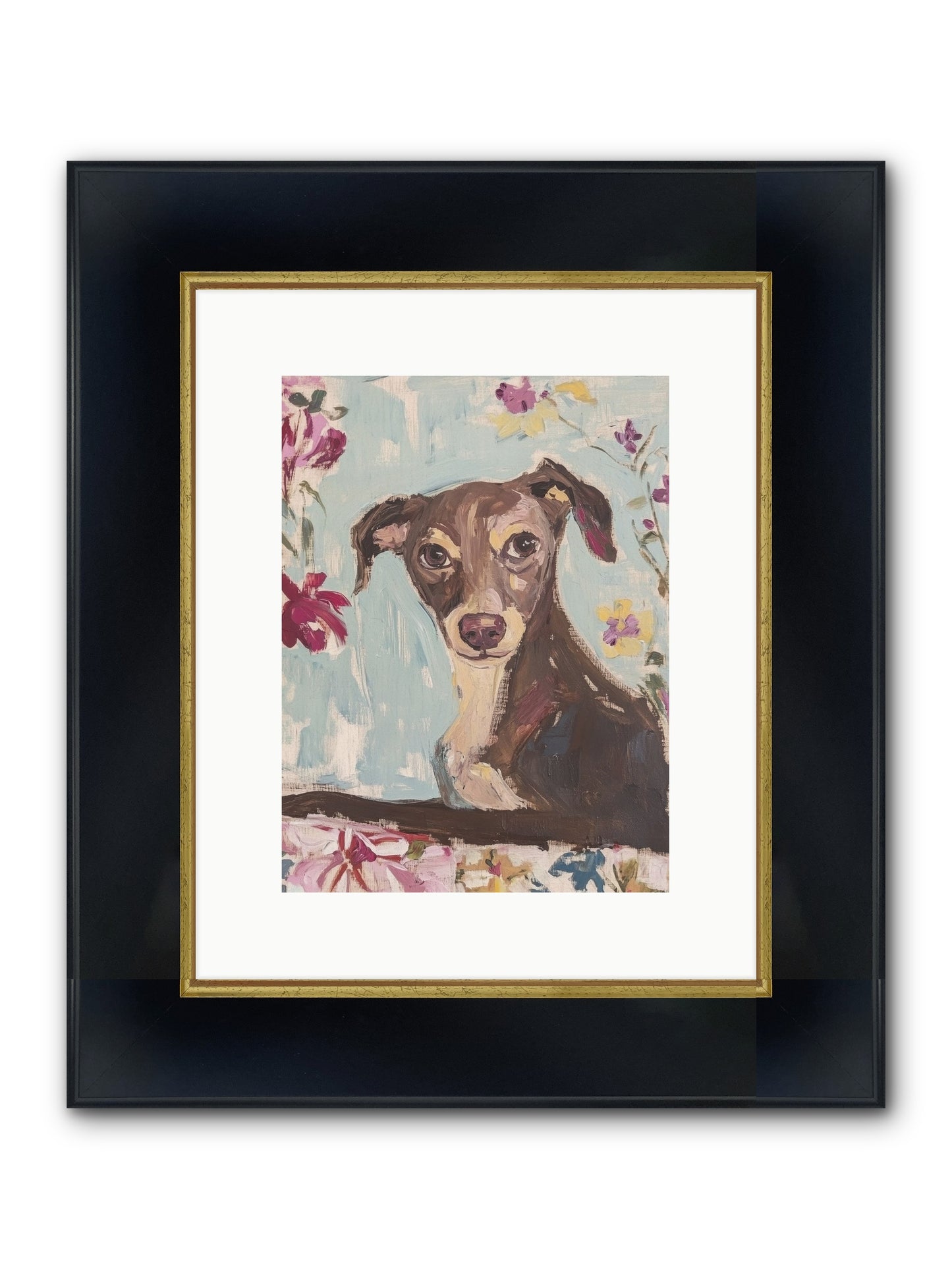 Dolly Framed Print - Wide Black w/Gold 9x12