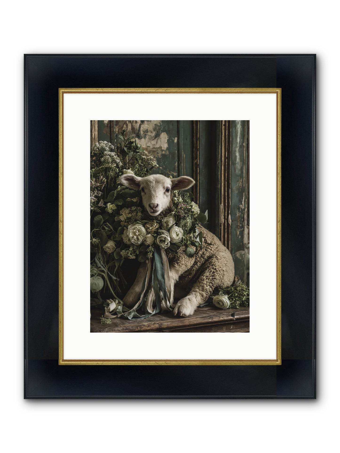 Dorette Framed Print - Wide Black w/Gold 12x16