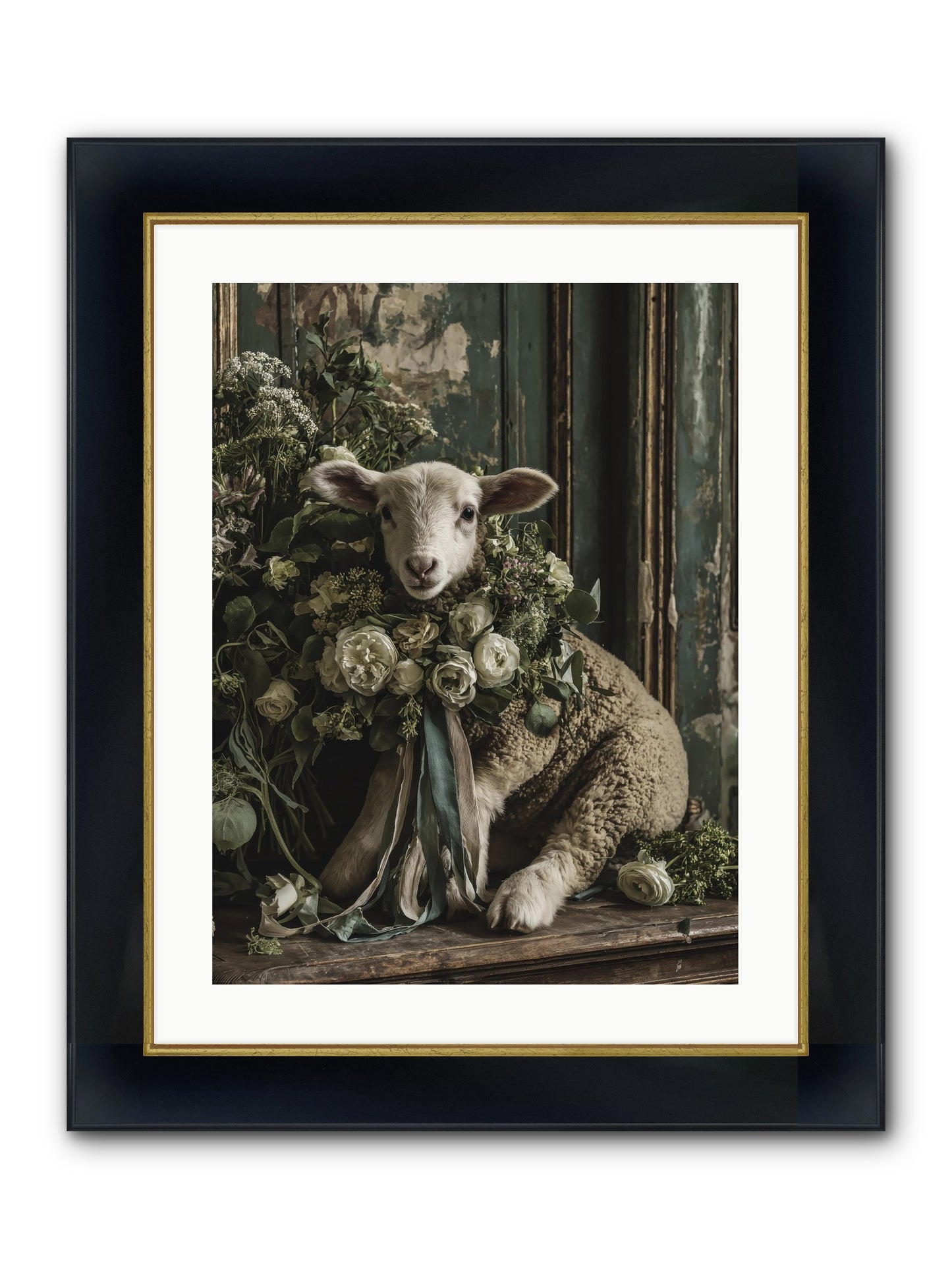 Dorette Framed Print - Wide Black w/Gold 18x24