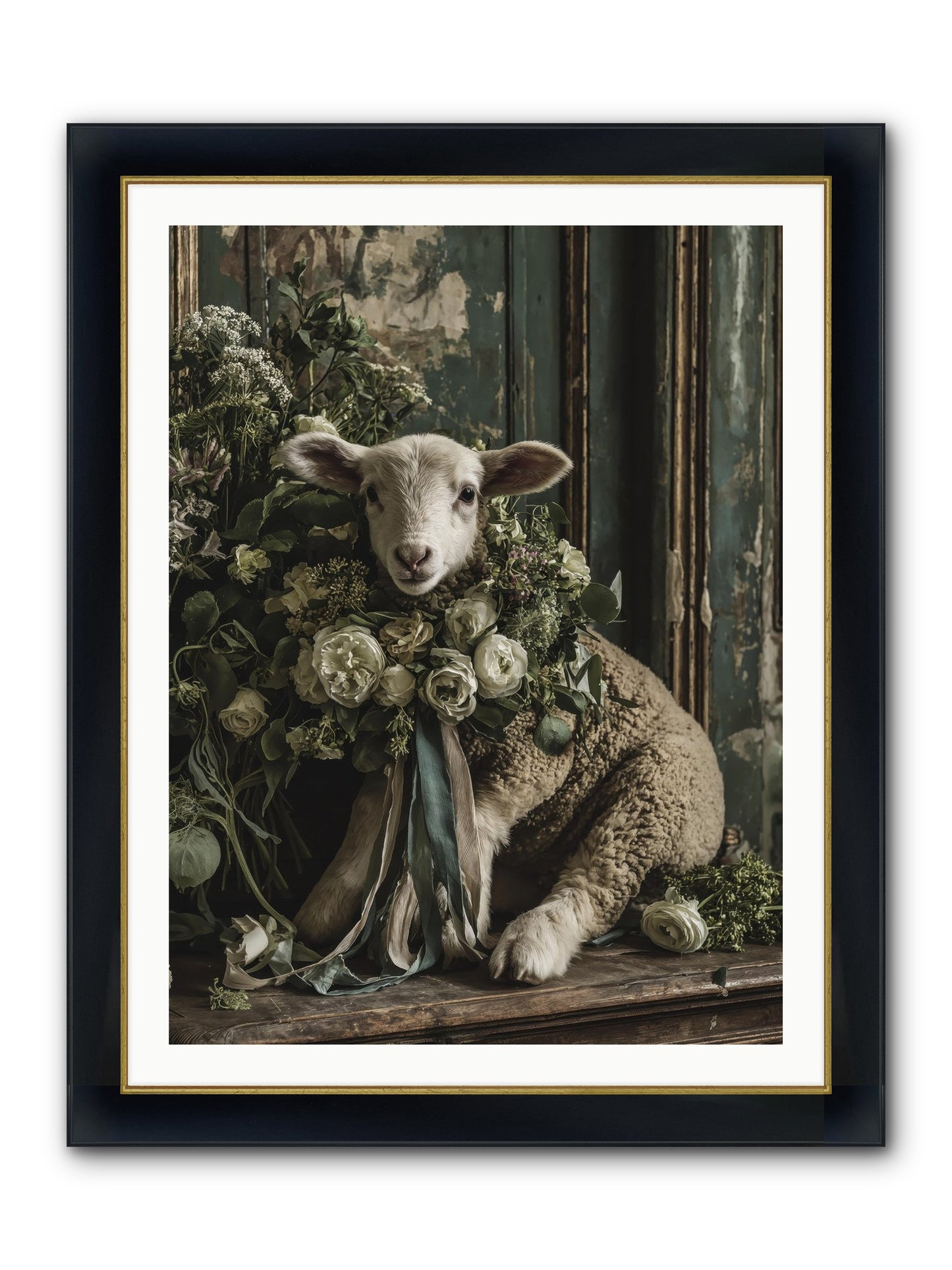Dorette Framed Print - Wide Black w/Gold 30x40