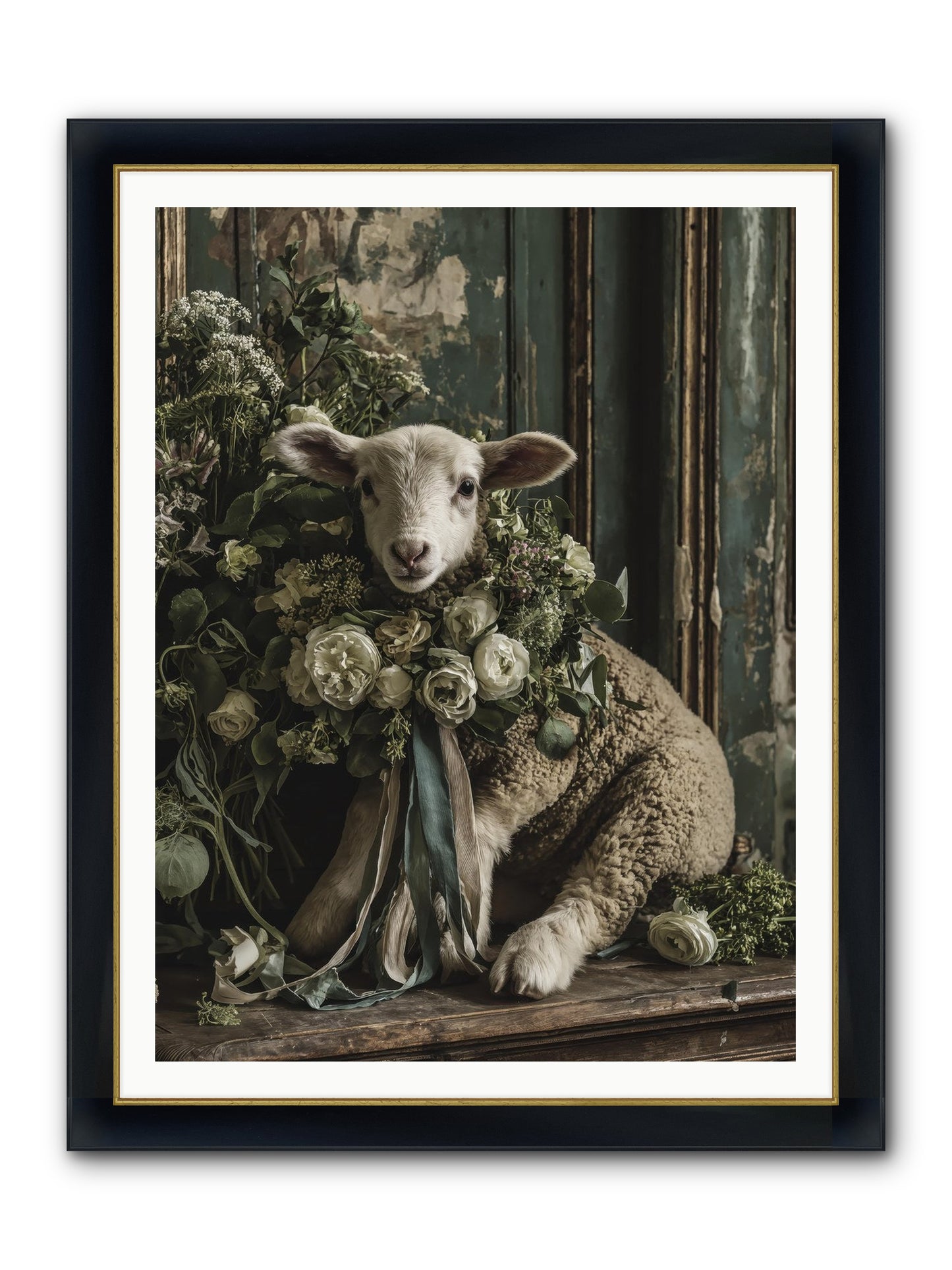 Dorette Framed Print - Wide Black w/Gold 36x48