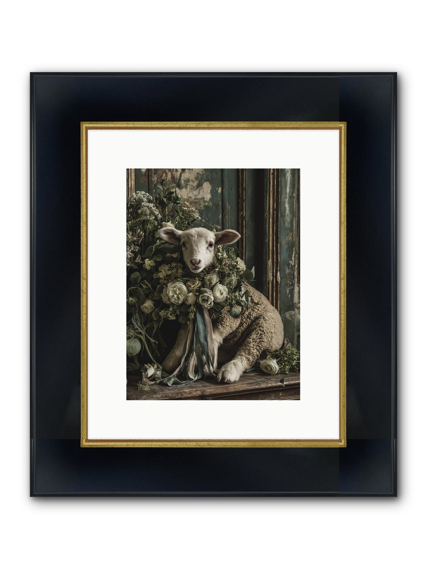 Dorette Framed Print - Wide Black w/Gold 9x12