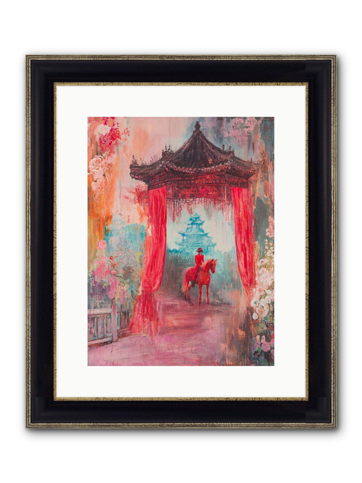 Dragons Dance At Dawn Framed Print - Black & Gold 12x16