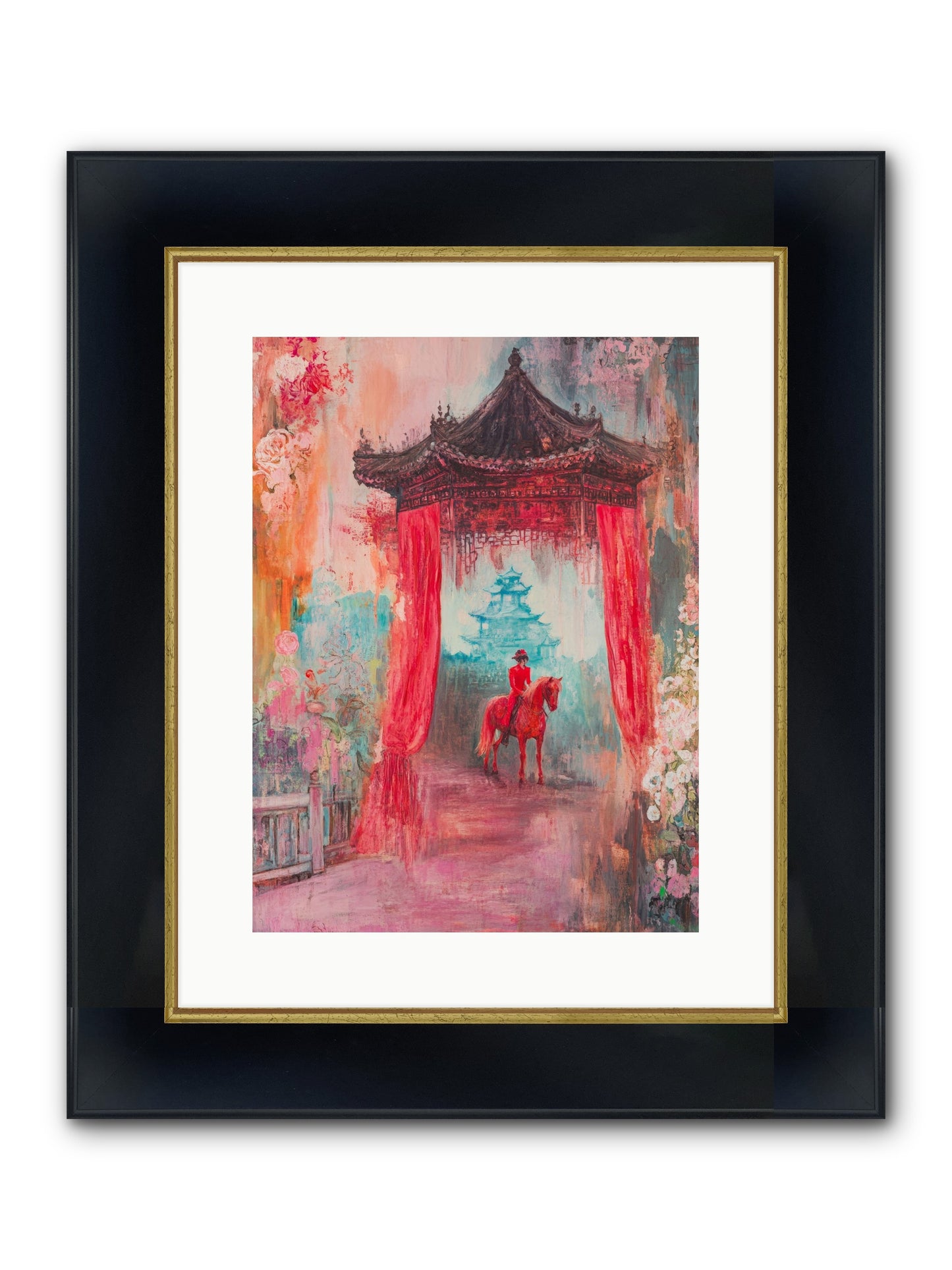 Dragons Dance At Dawn Framed Print - Wide Black w/Gold 12x16
