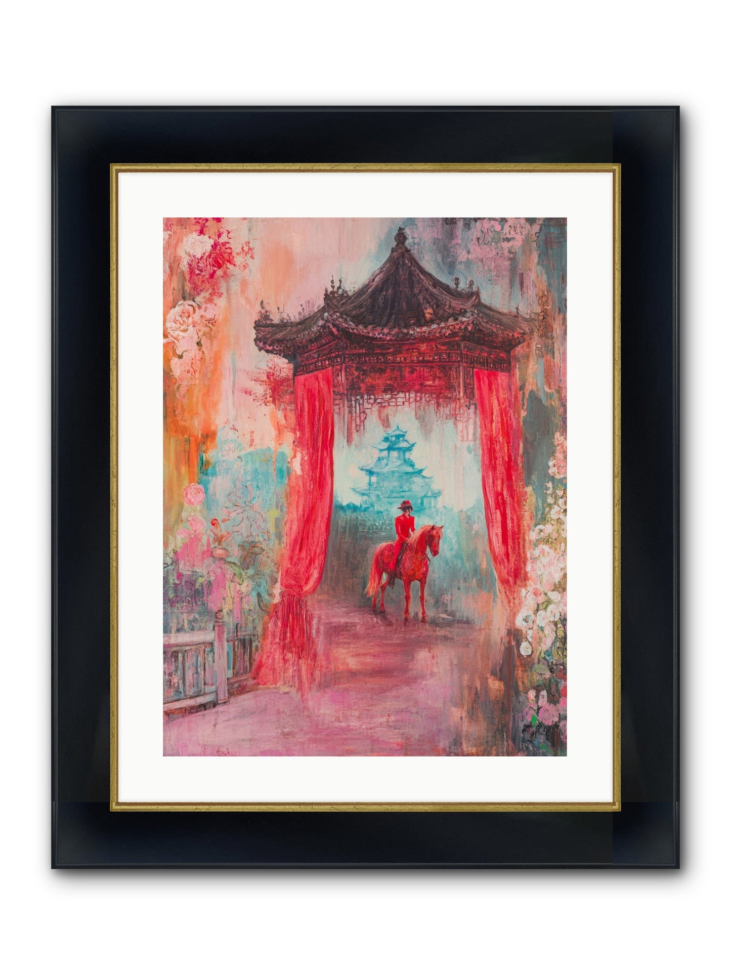 Dragons Dance At Dawn Framed Print - Wide Black w/Gold 18x24