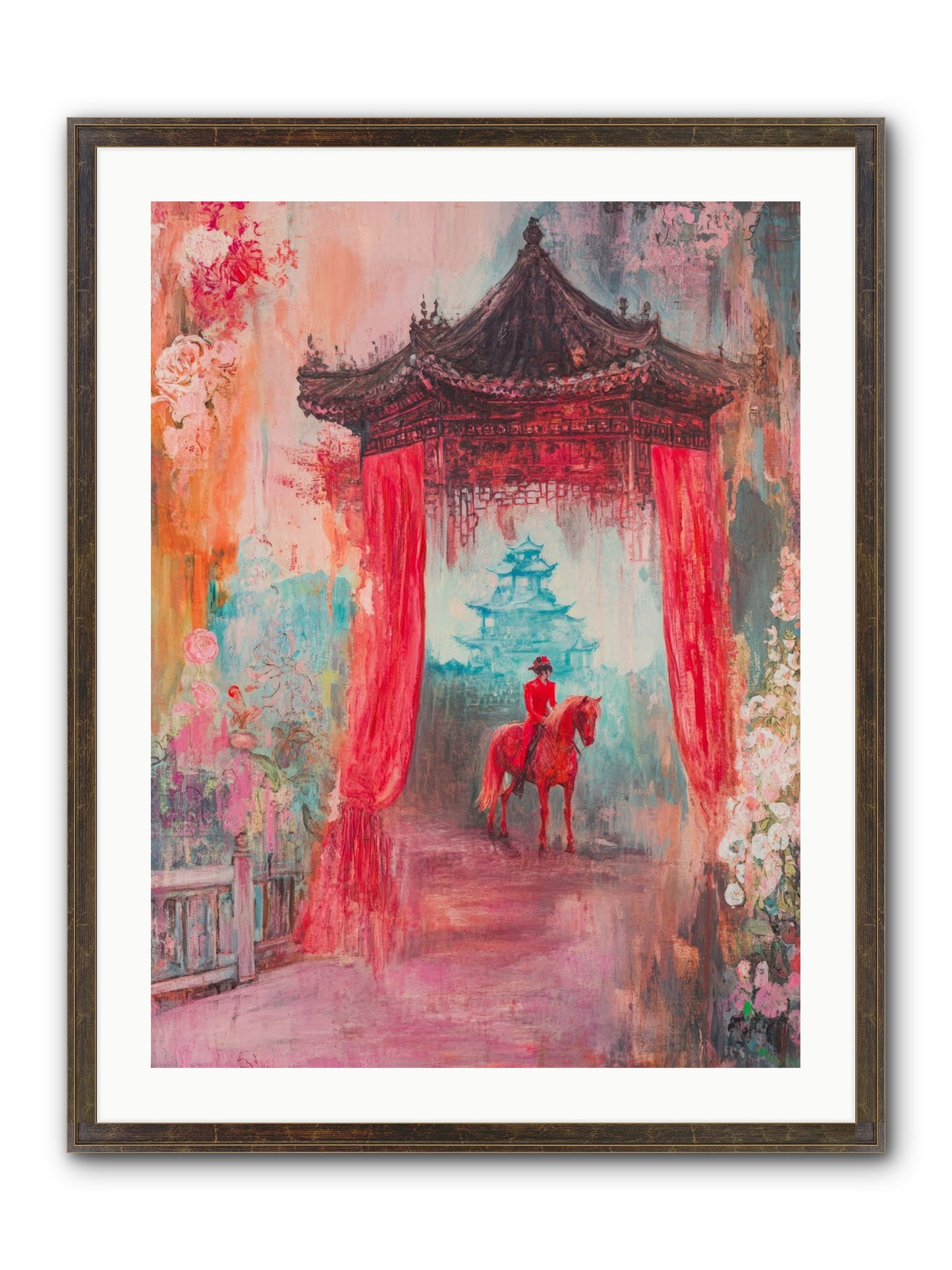Dragons Dance At Dawn Framed Print - Slimwoods Black/Gold 24x32