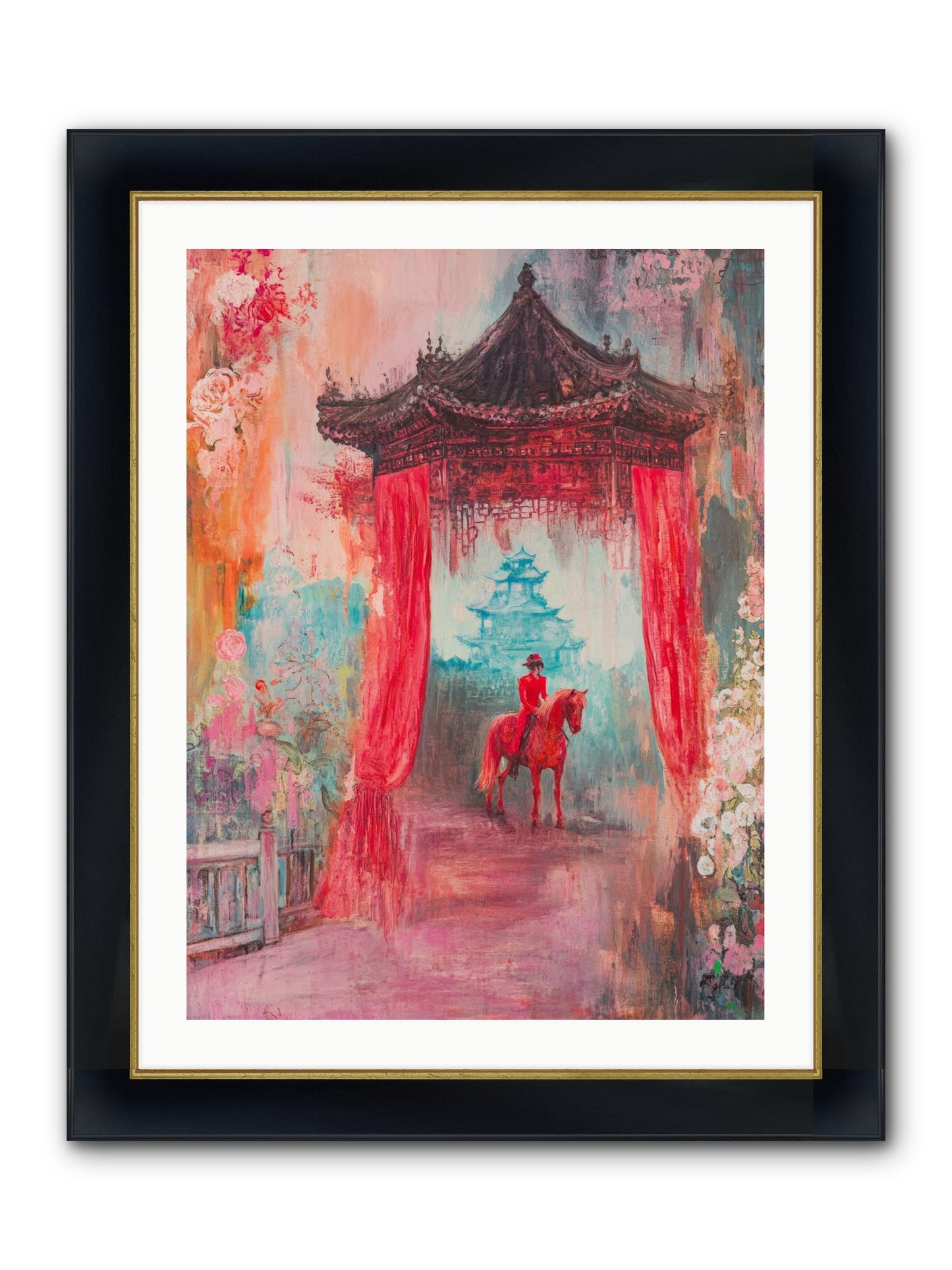 Dragons Dance At Dawn Framed Print - Wide Black w/Gold 24x32