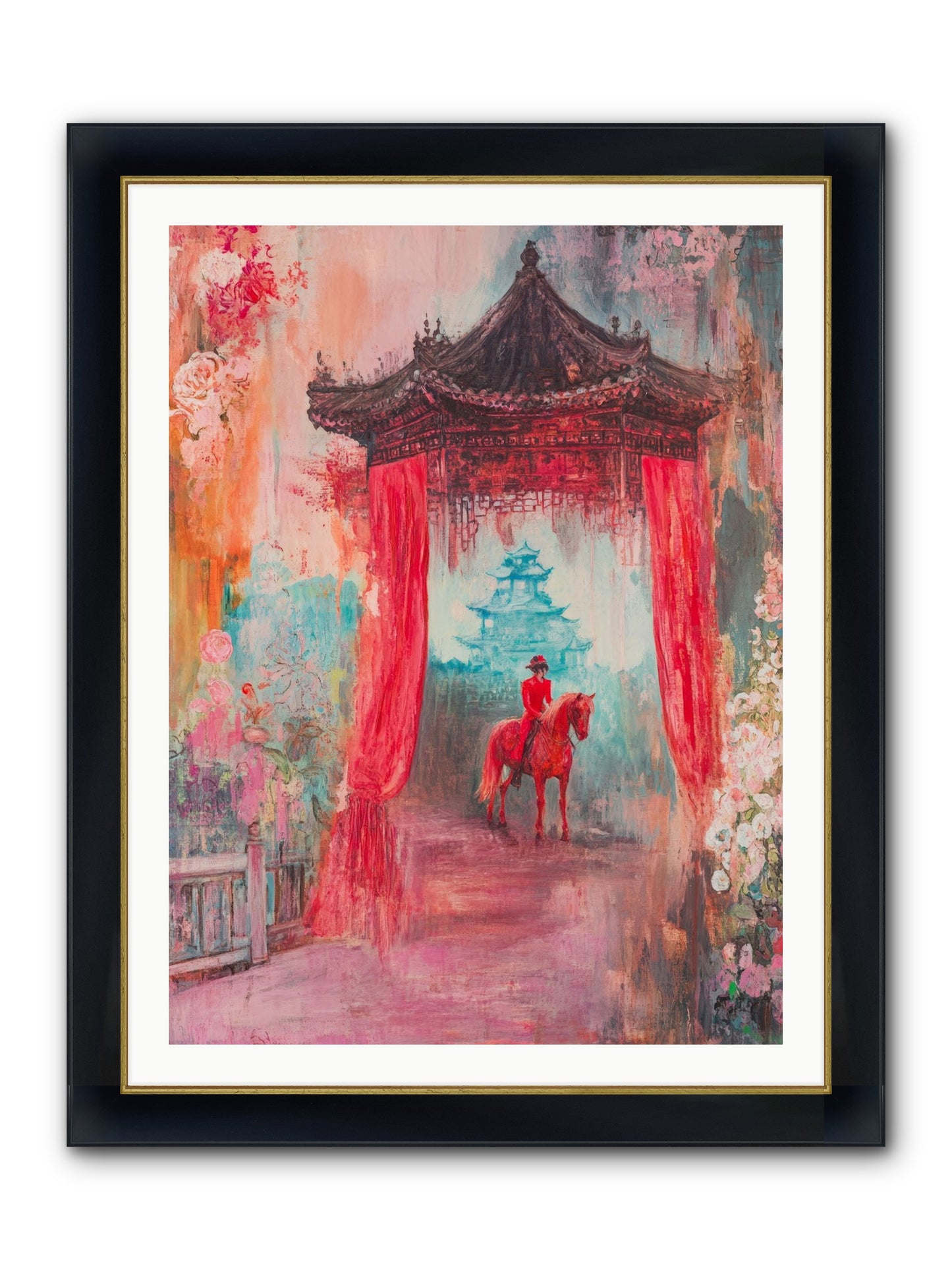 Dragons Dance At Dawn Framed Print - Wide Black w/Gold 30x40