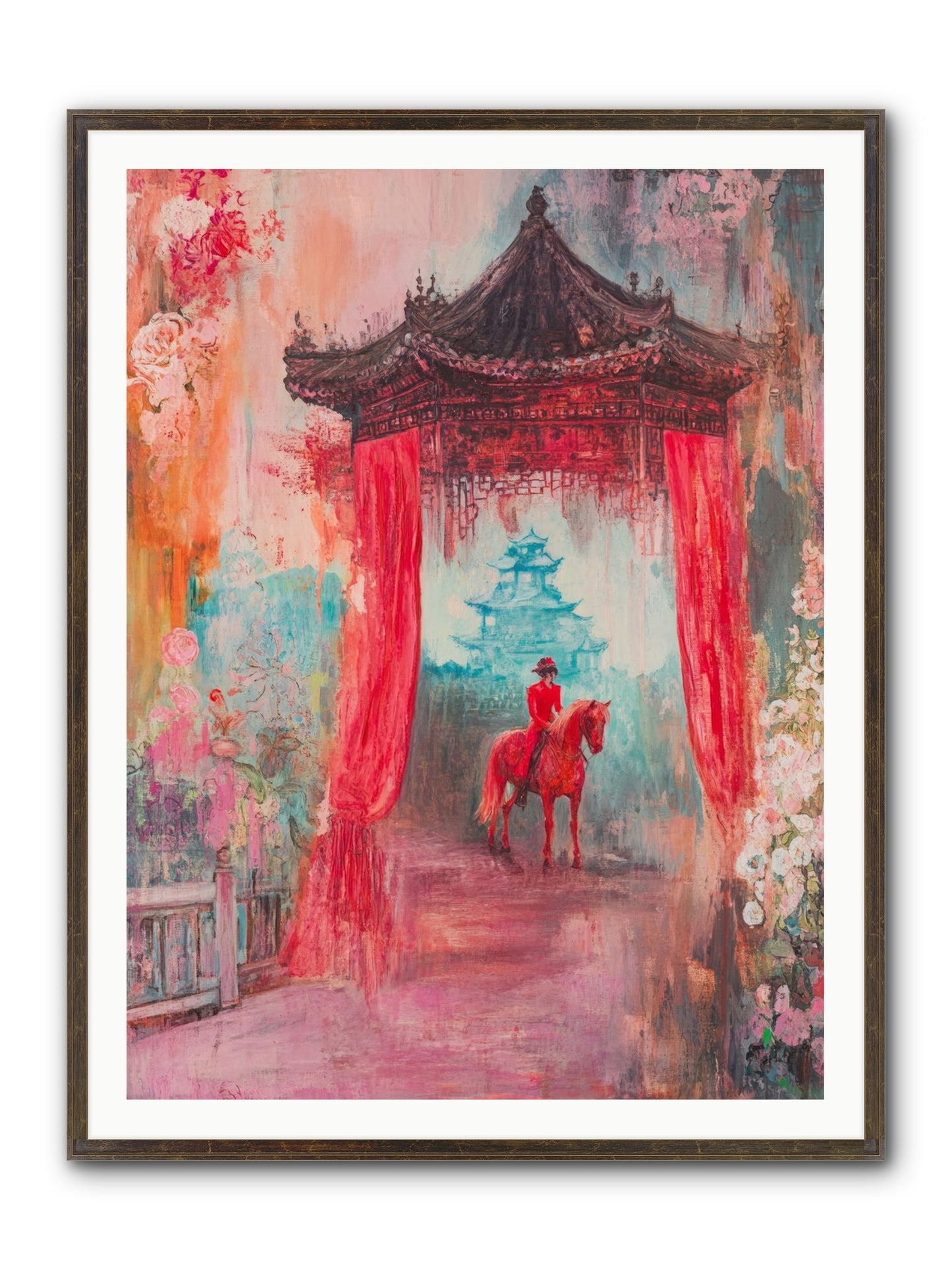Dragons Dance At Dawn Framed Print - Slimwoods Black/Gold 36x48