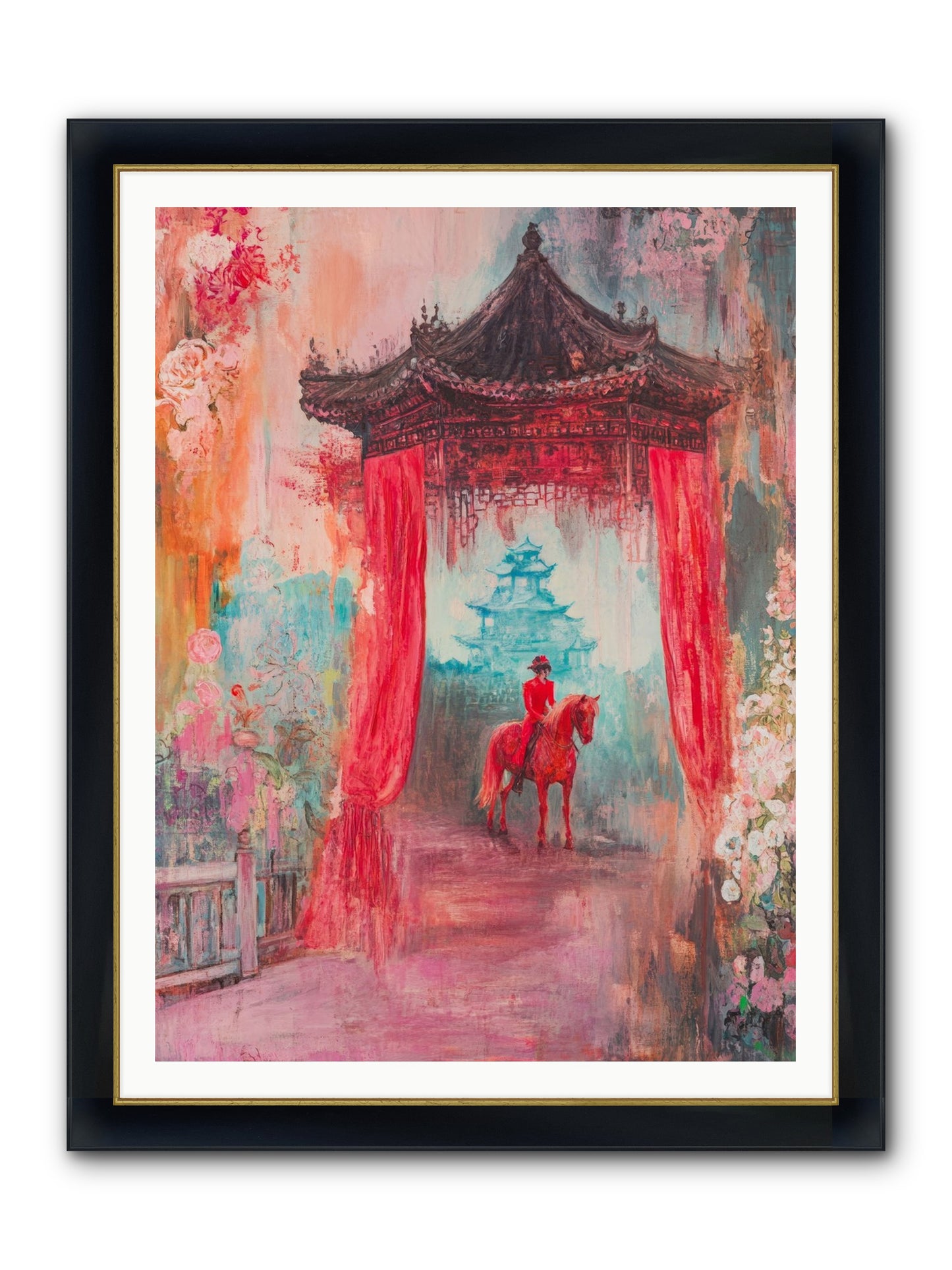 Dragons Dance At Dawn Framed Print - Wide Black w/Gold 36x48
