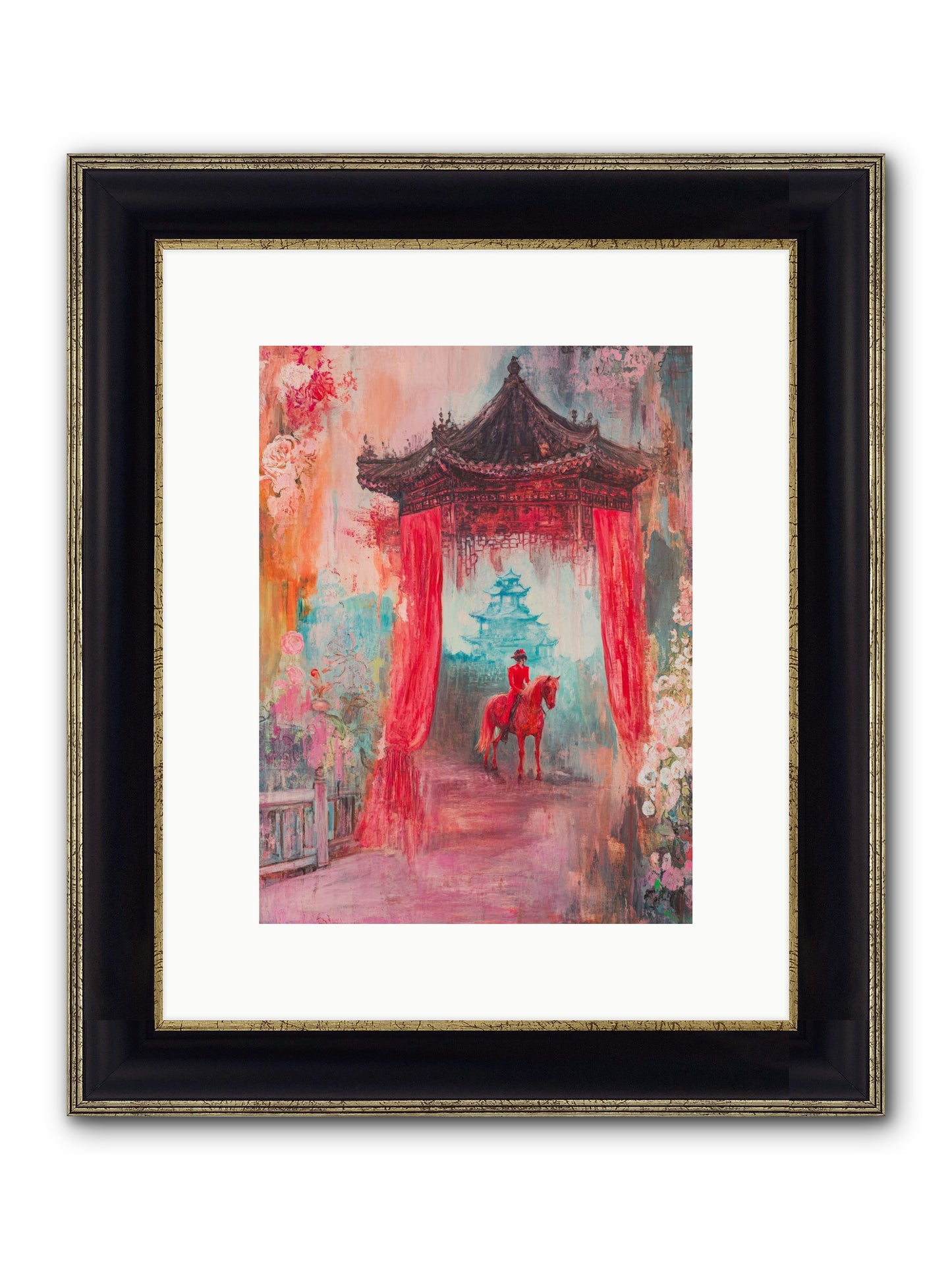 Dragons Dance At Dawn Framed Print - Black & Gold 9x12