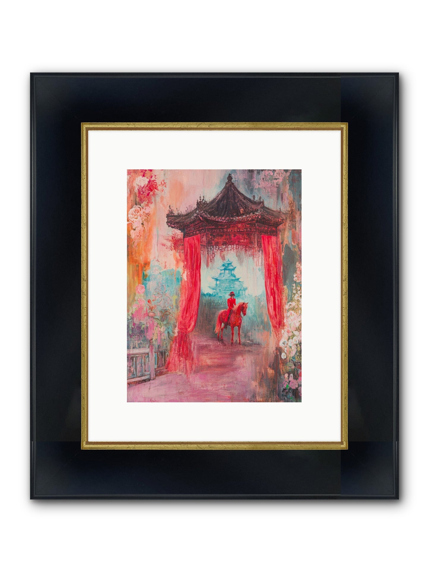 Dragons Dance At Dawn Framed Print - Wide Black w/Gold 9x12