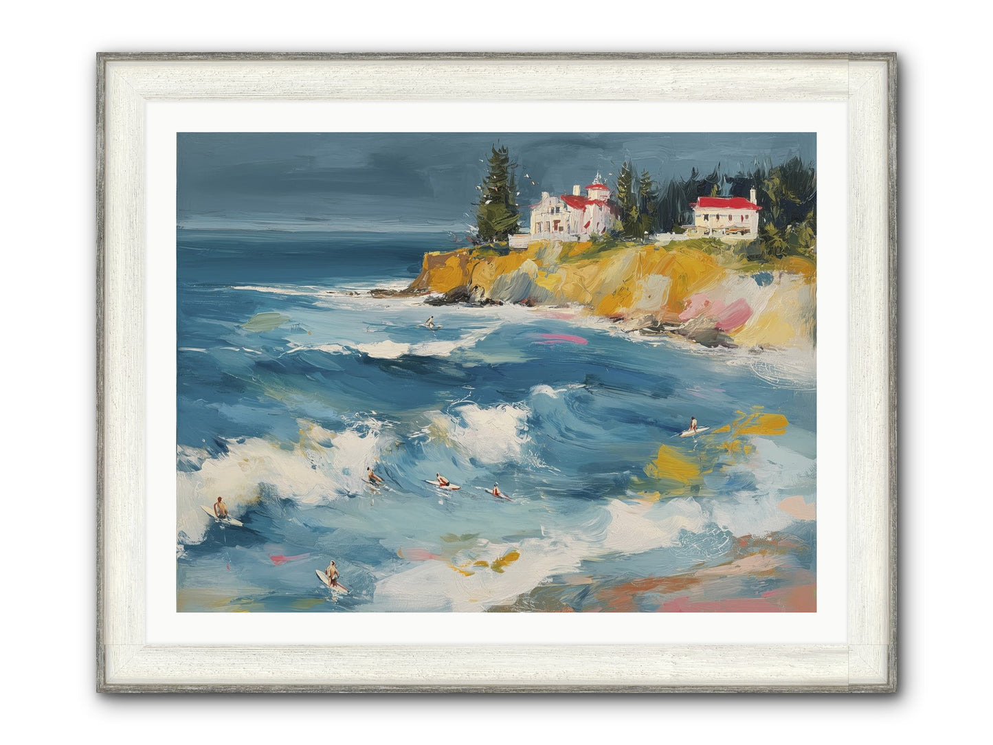 Drama In Motion Framed Print - Driftwood White 40x30