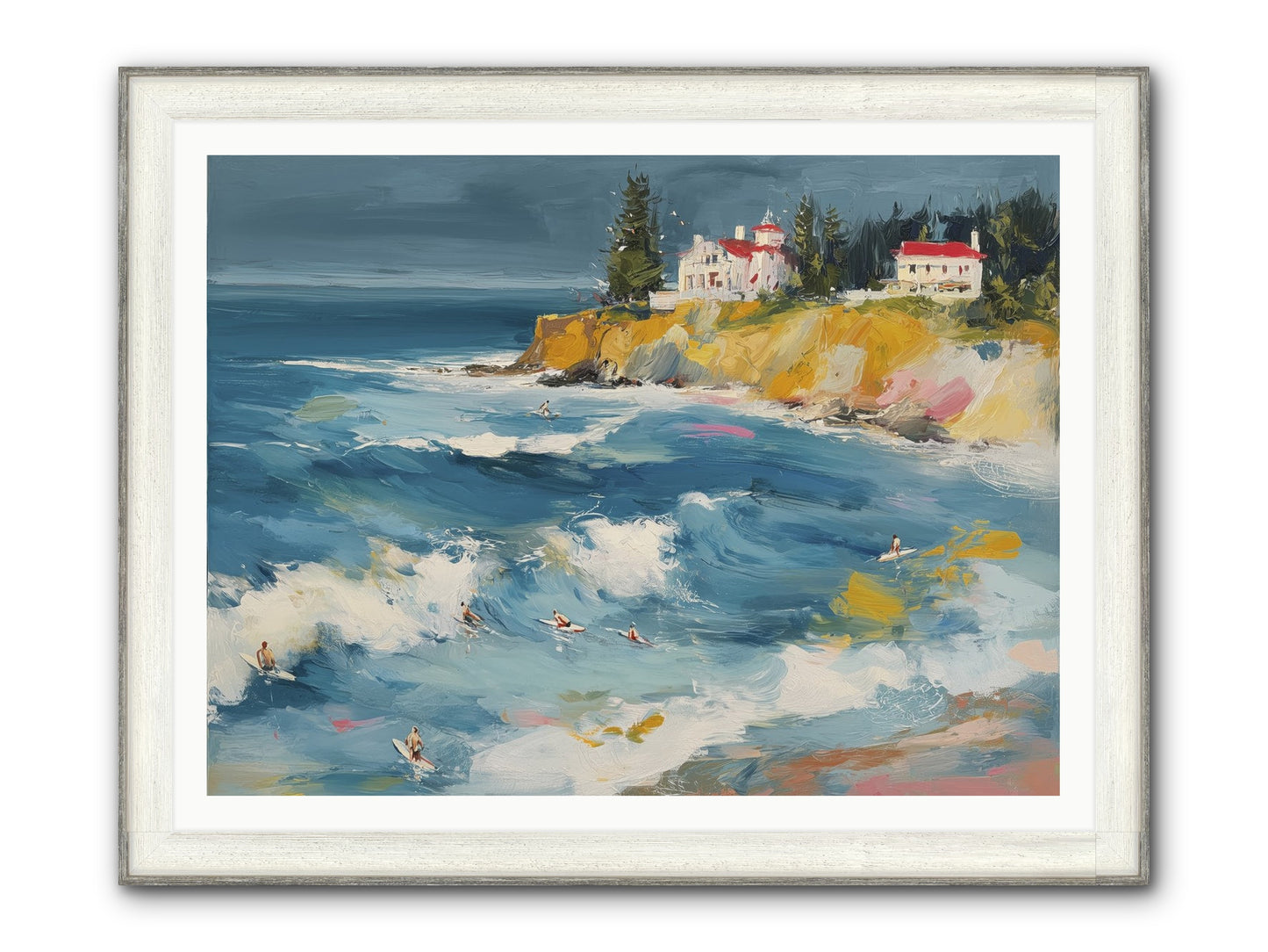 Drama In Motion Framed Print - Driftwood White 48x36
