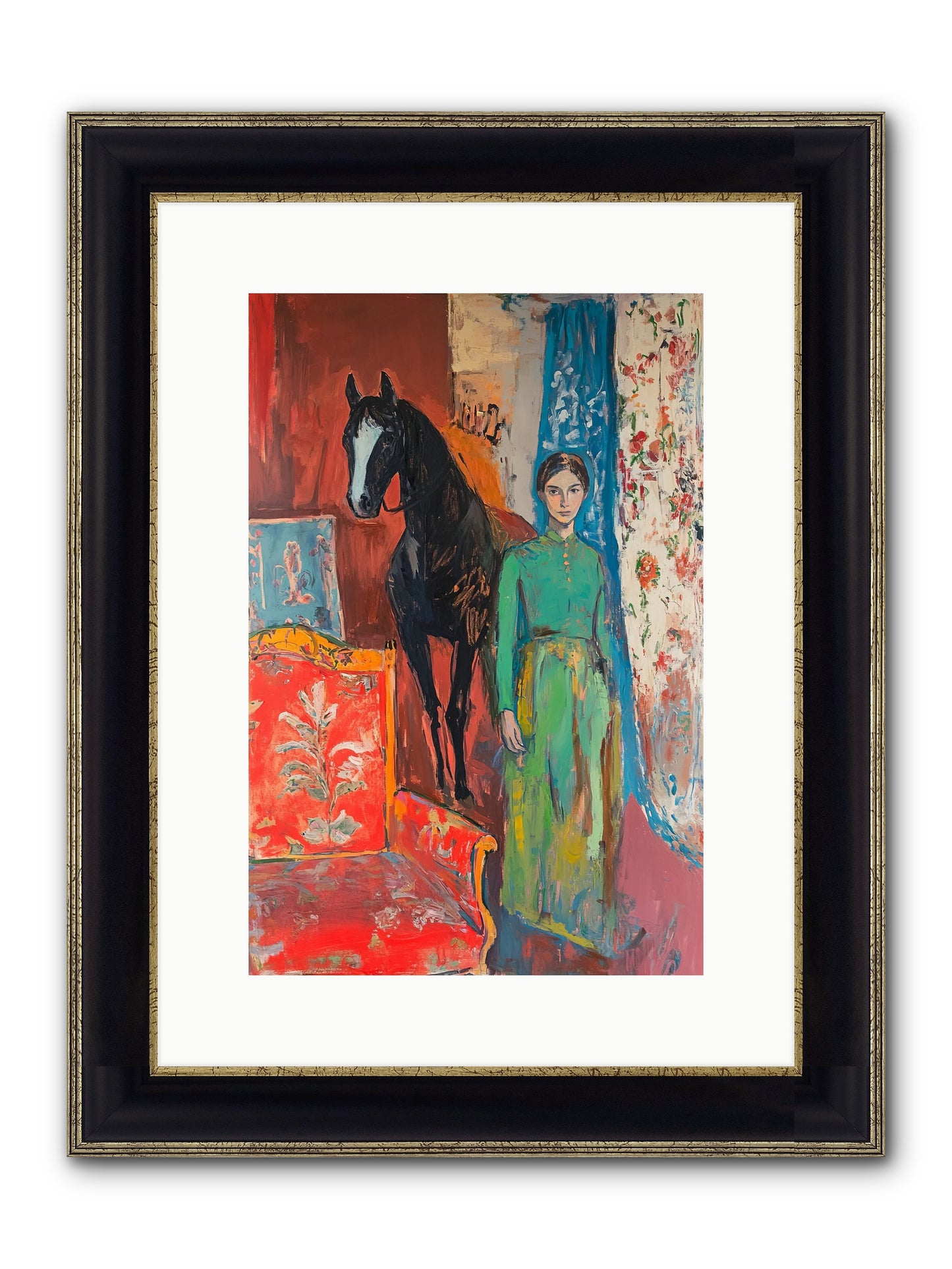 Drawing Room Guest Framed Print - Black & Gold 10x15