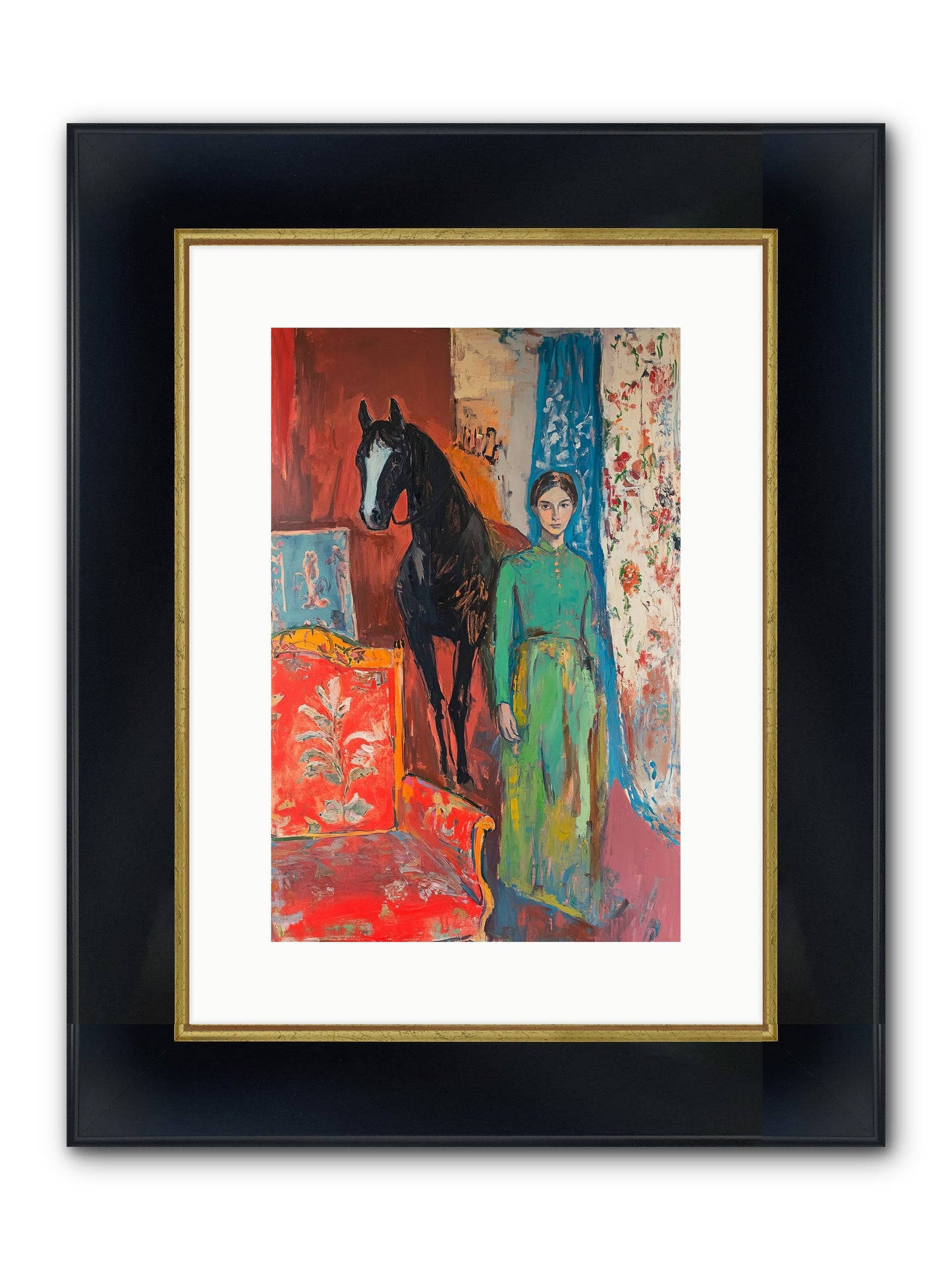 Drawing Room Guest Framed Print - Wide Black w/Gold 10x15