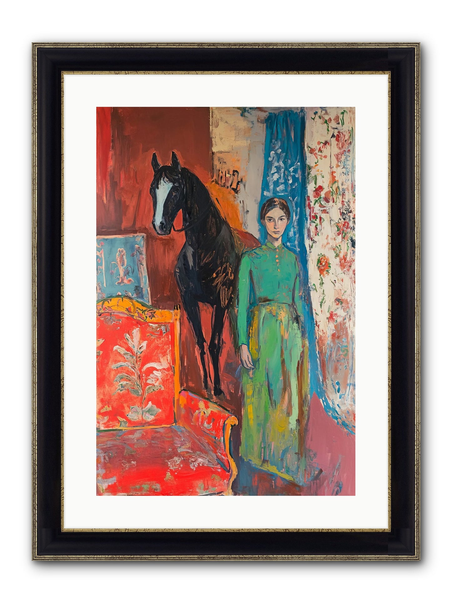 Drawing Room Guest Framed Print - Black & Gold 16x24