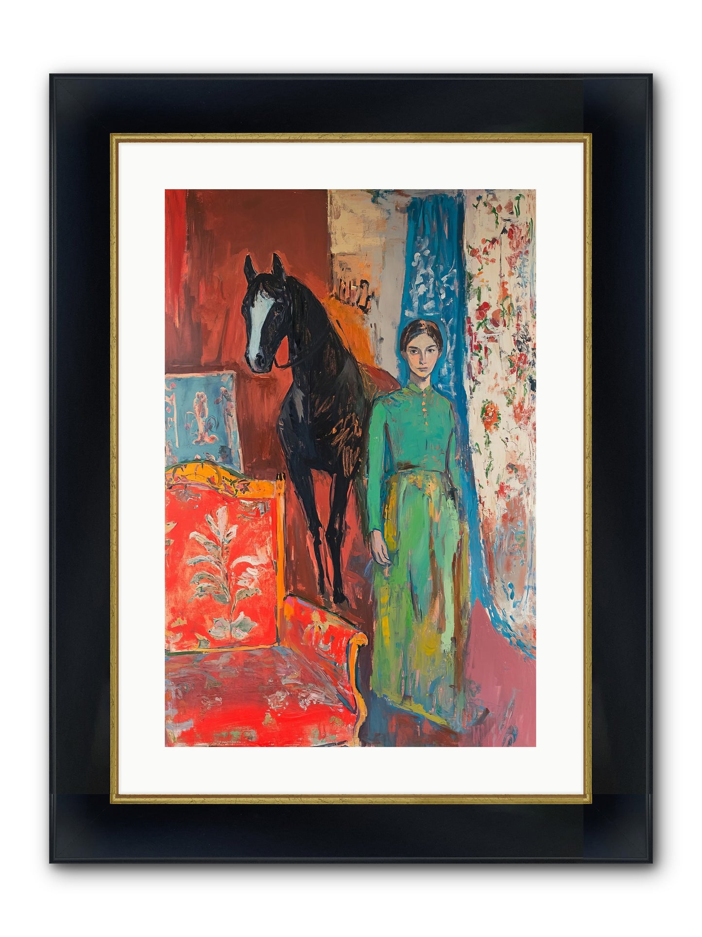 Drawing Room Guest Framed Print - Wide Black w/Gold 16x24