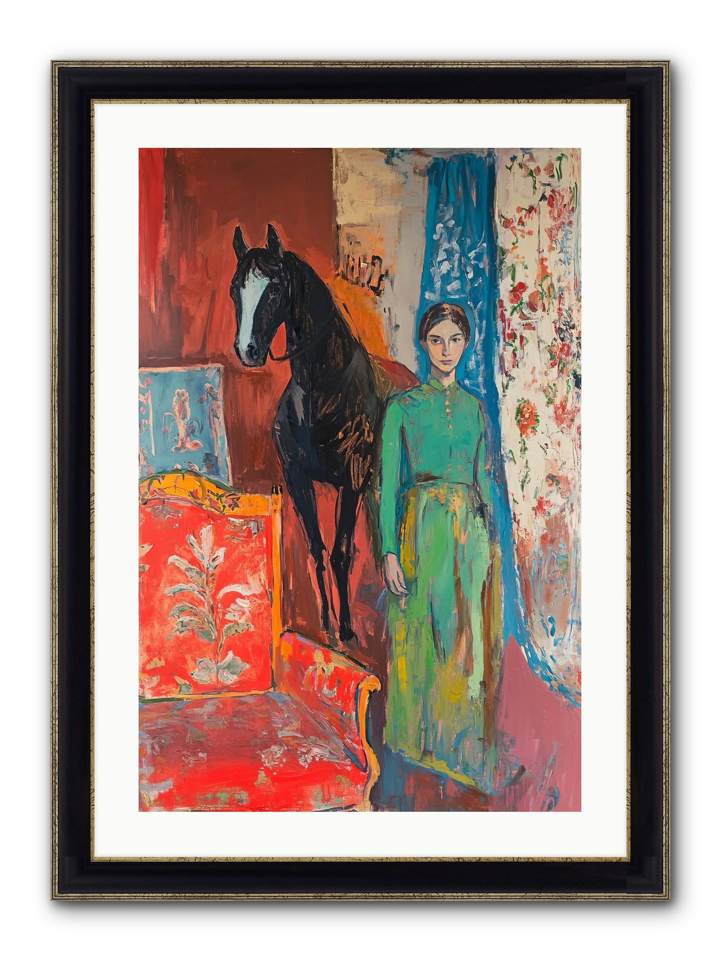 Drawing Room Guest Framed Print - Black & Gold 20x30