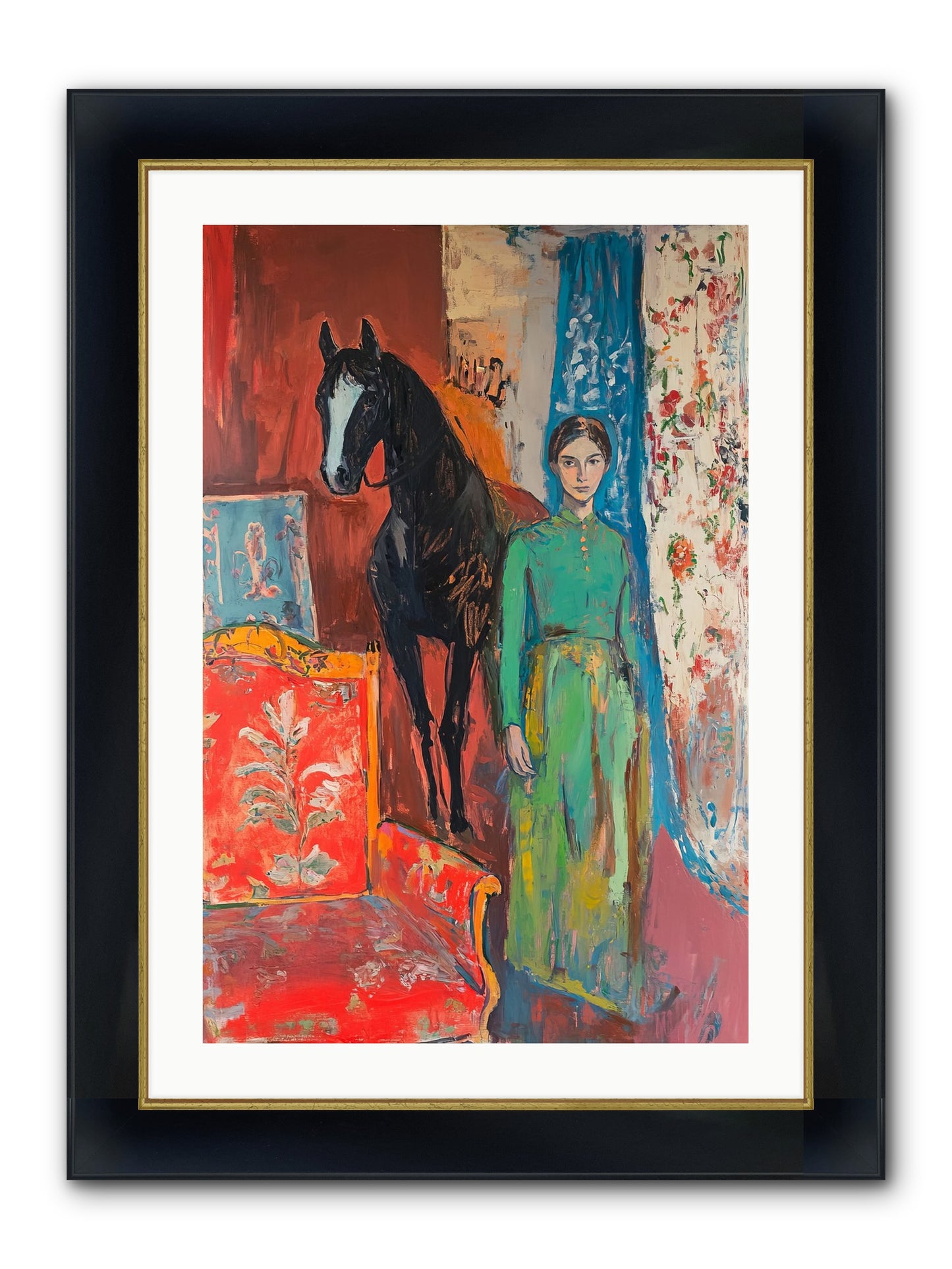 Drawing Room Guest Framed Print - Wide Black w/Gold 20x30