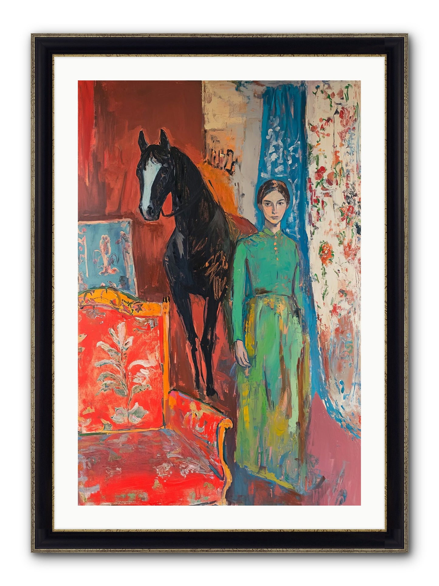 Drawing Room Guest Framed Print - Black & Gold 24x36