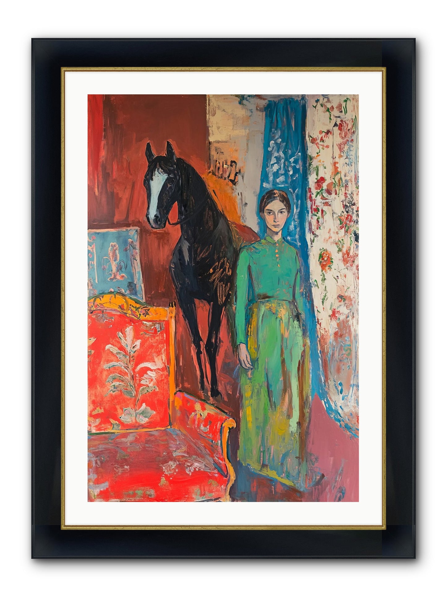 Drawing Room Guest Framed Print - Wide Black w/Gold 24x36