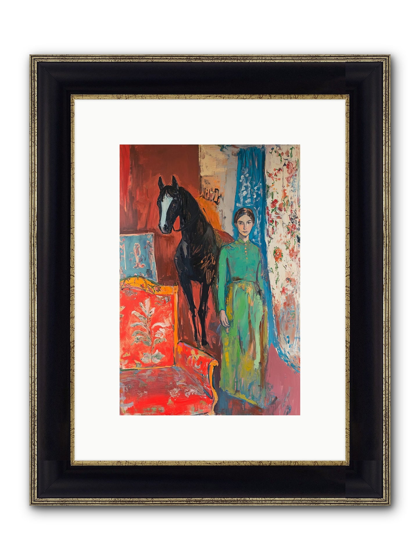 Drawing Room Guest Framed Print - Black & Gold 8x12