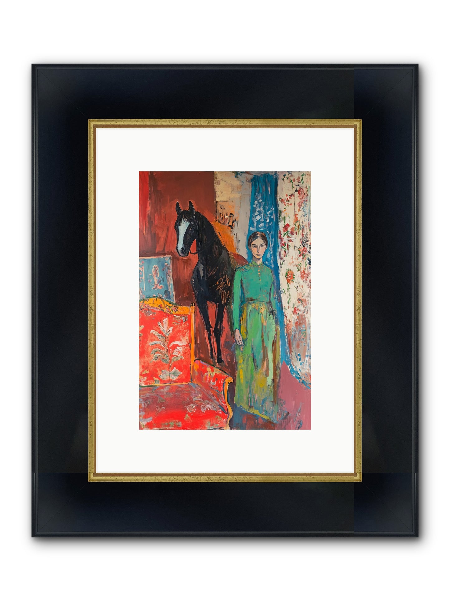 Drawing Room Guest Framed Print - Wide Black w/Gold 8x12