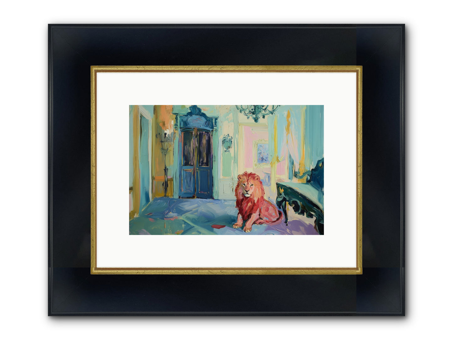 Drawing Room Monarch Framed Print - Wide Black w/Gold 12x8