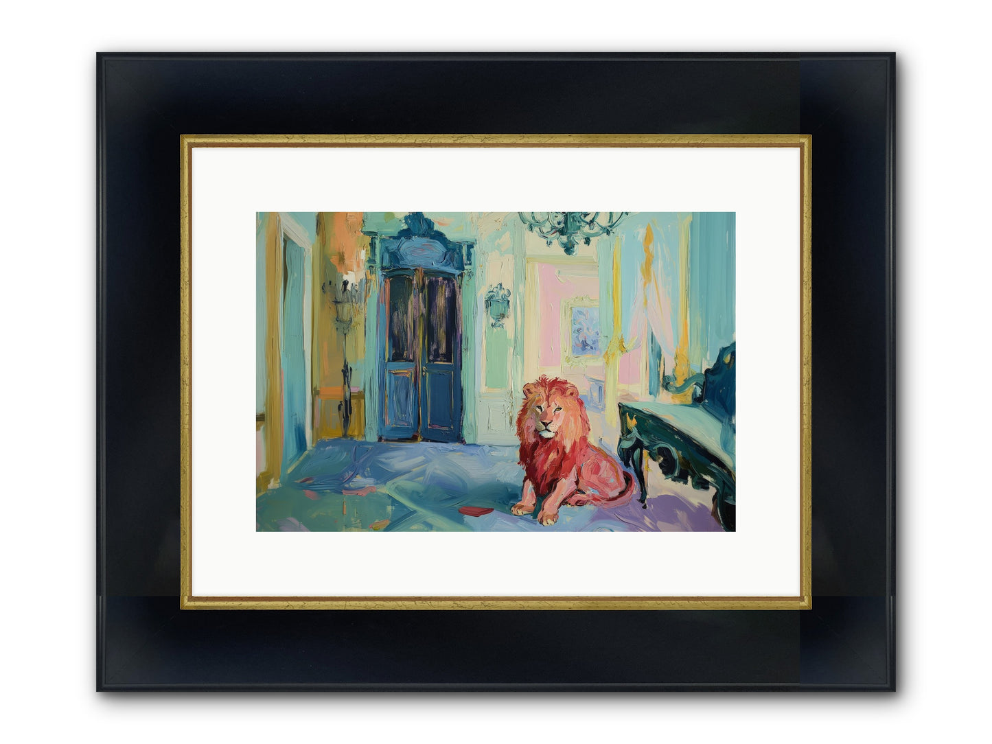 Drawing Room Monarch Framed Print - Wide Black w/Gold 15x10