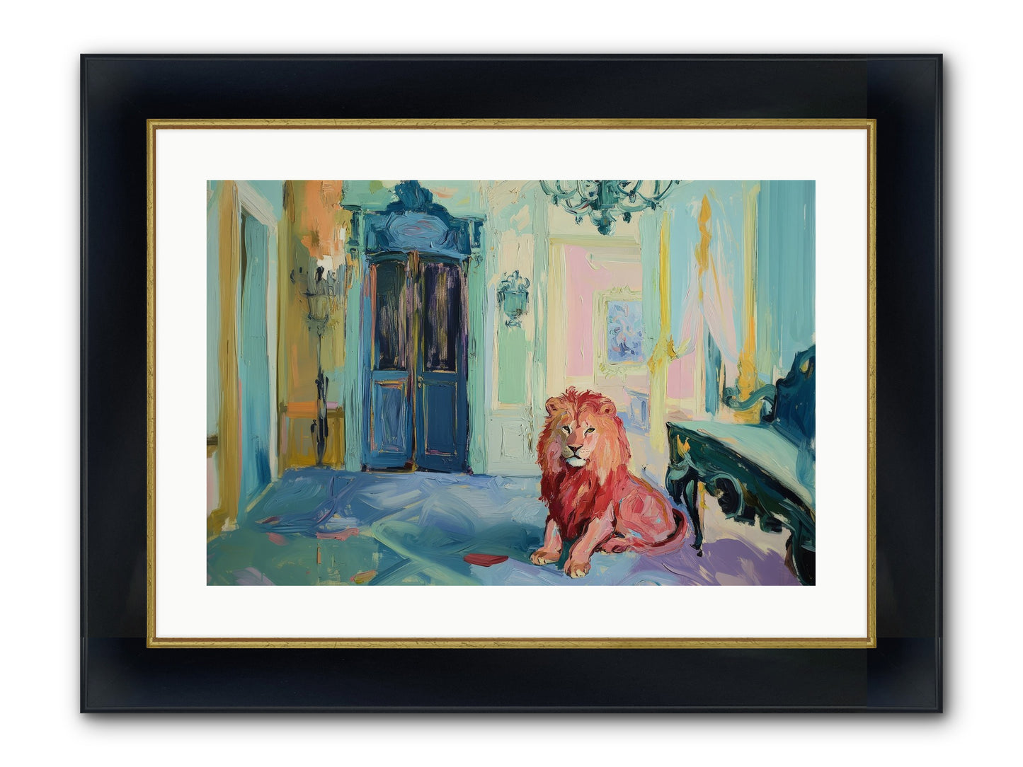 Drawing Room Monarch Framed Print - Wide Black w/Gold 24x16