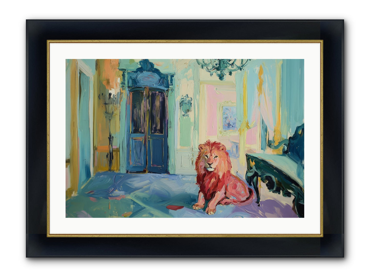 Drawing Room Monarch Framed Print - Wide Black w/Gold 30x20