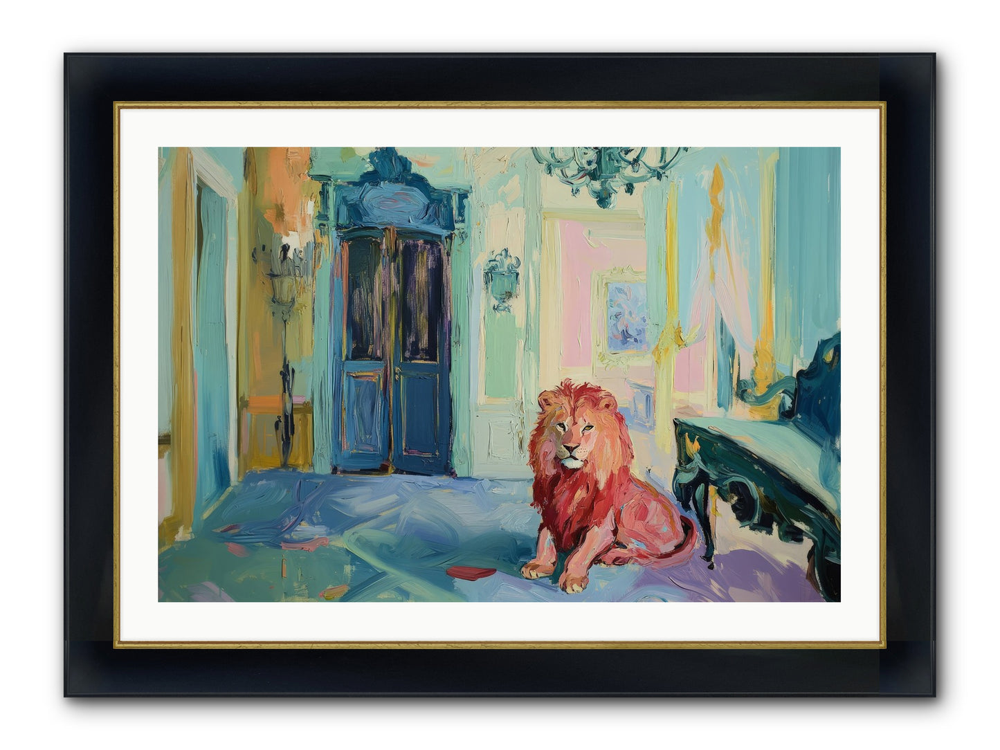 Drawing Room Monarch Framed Print - Wide Black w/Gold 36x24